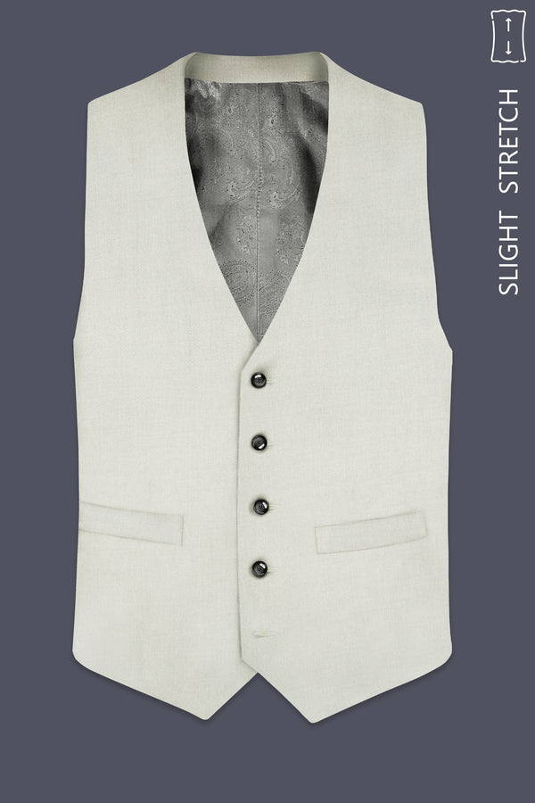 Mist-Swirl Gray Solid Wool Rich Slight Stretch Waistcoat