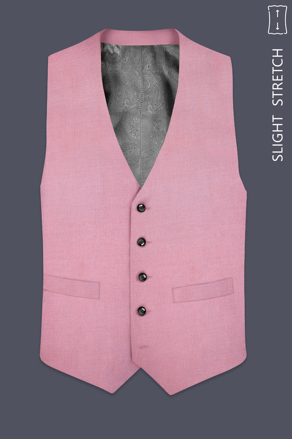 Viola Pink Solid Wool Rich Slight Stretch Waistcoat