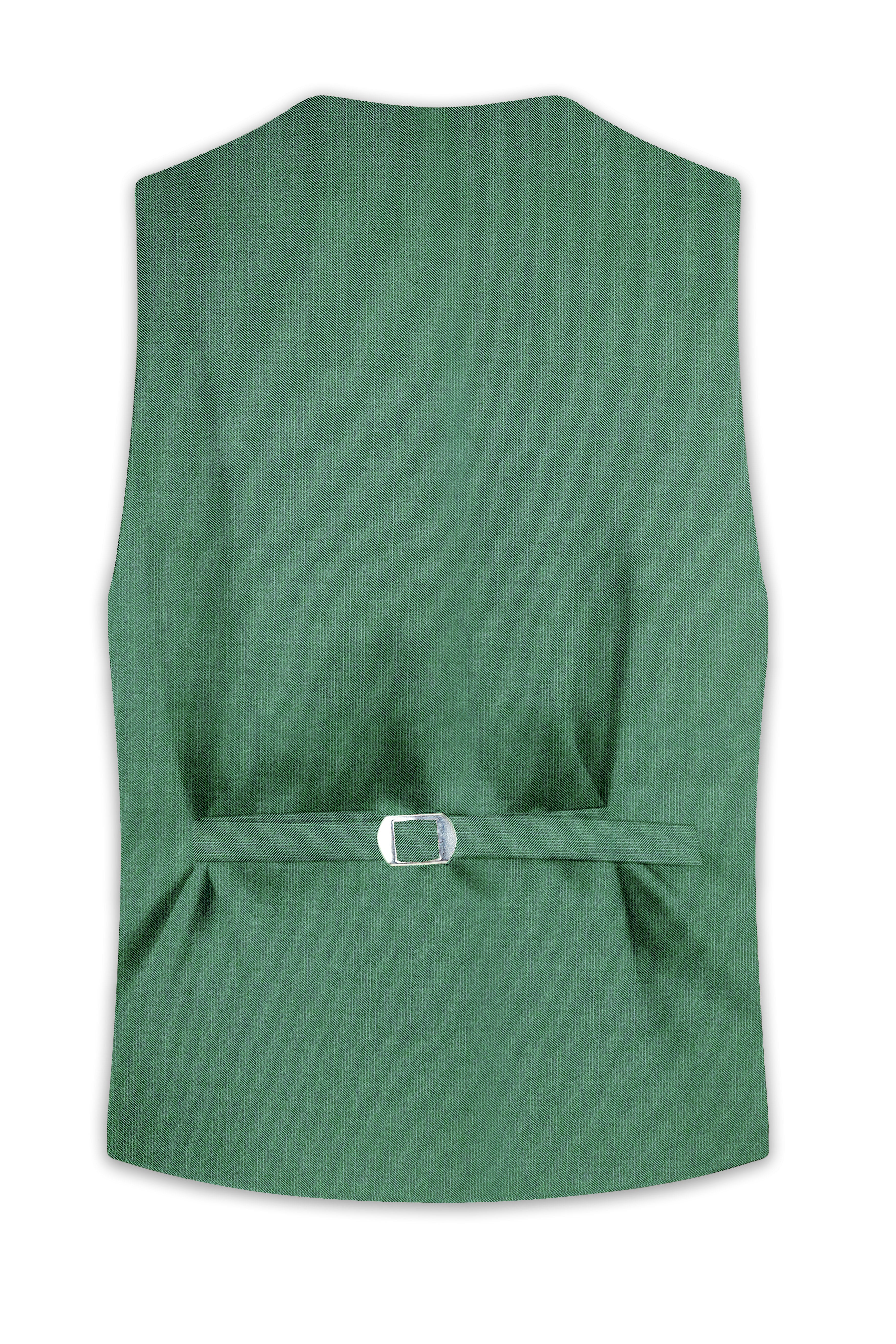 Viridian Green Solid Wool Rich Stretchable Waistcoat