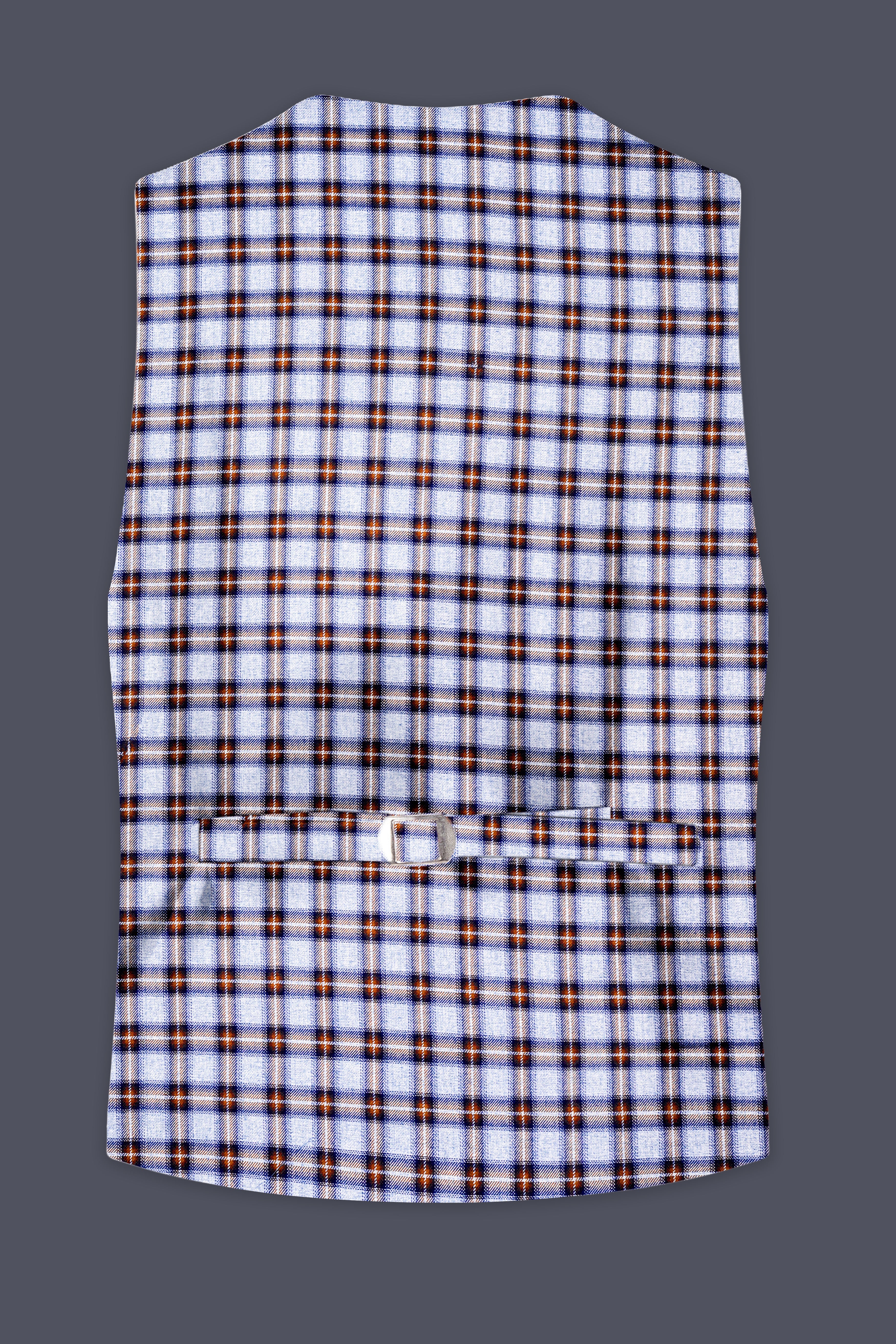 Castaire-Chateau Blue with Cocoa Brown Plaid Wool Rich Waistcoat