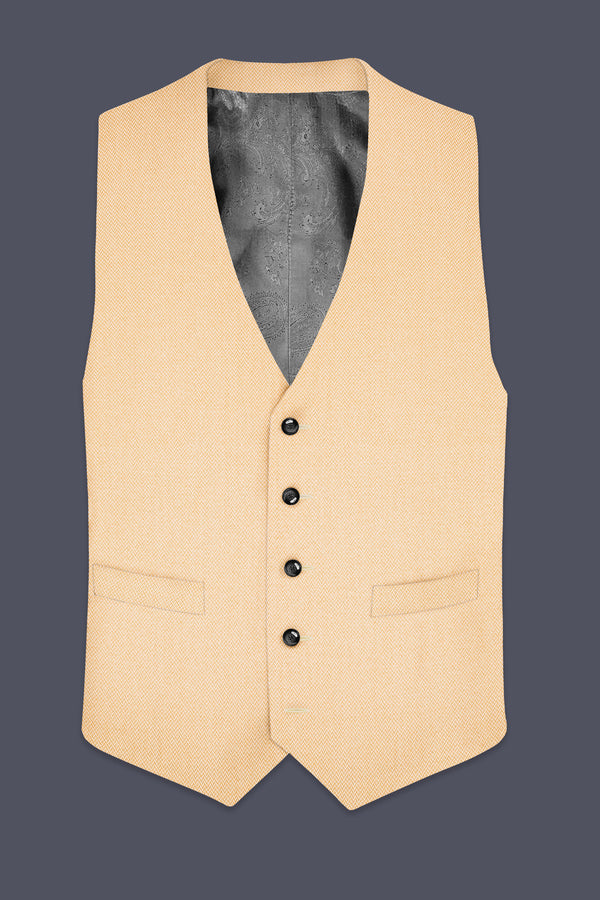 Zeyra-Maize Chevron Cream Textured Waistcoat