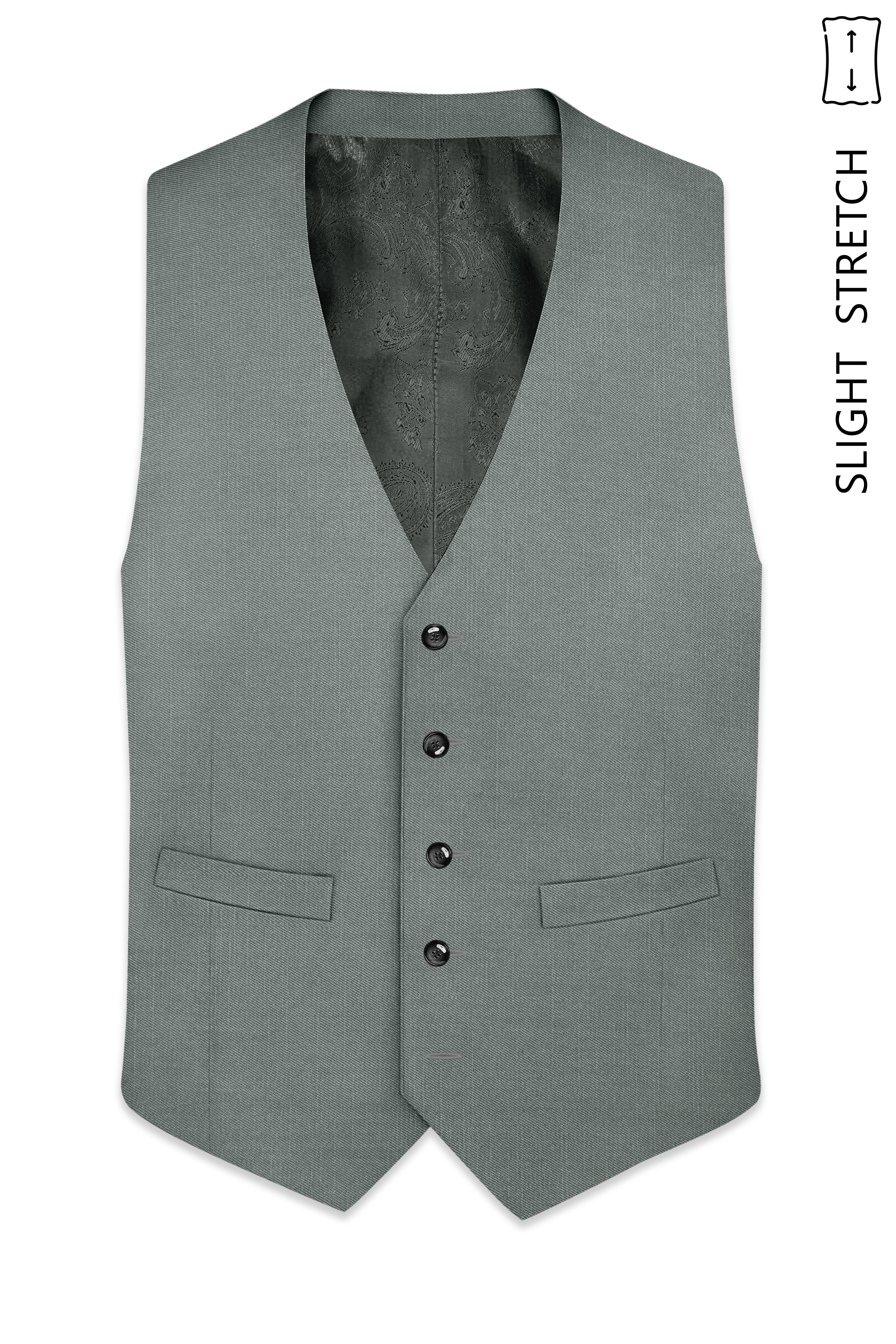 Travliam-William Green Wool Rich Slight Stretch Waistcoat