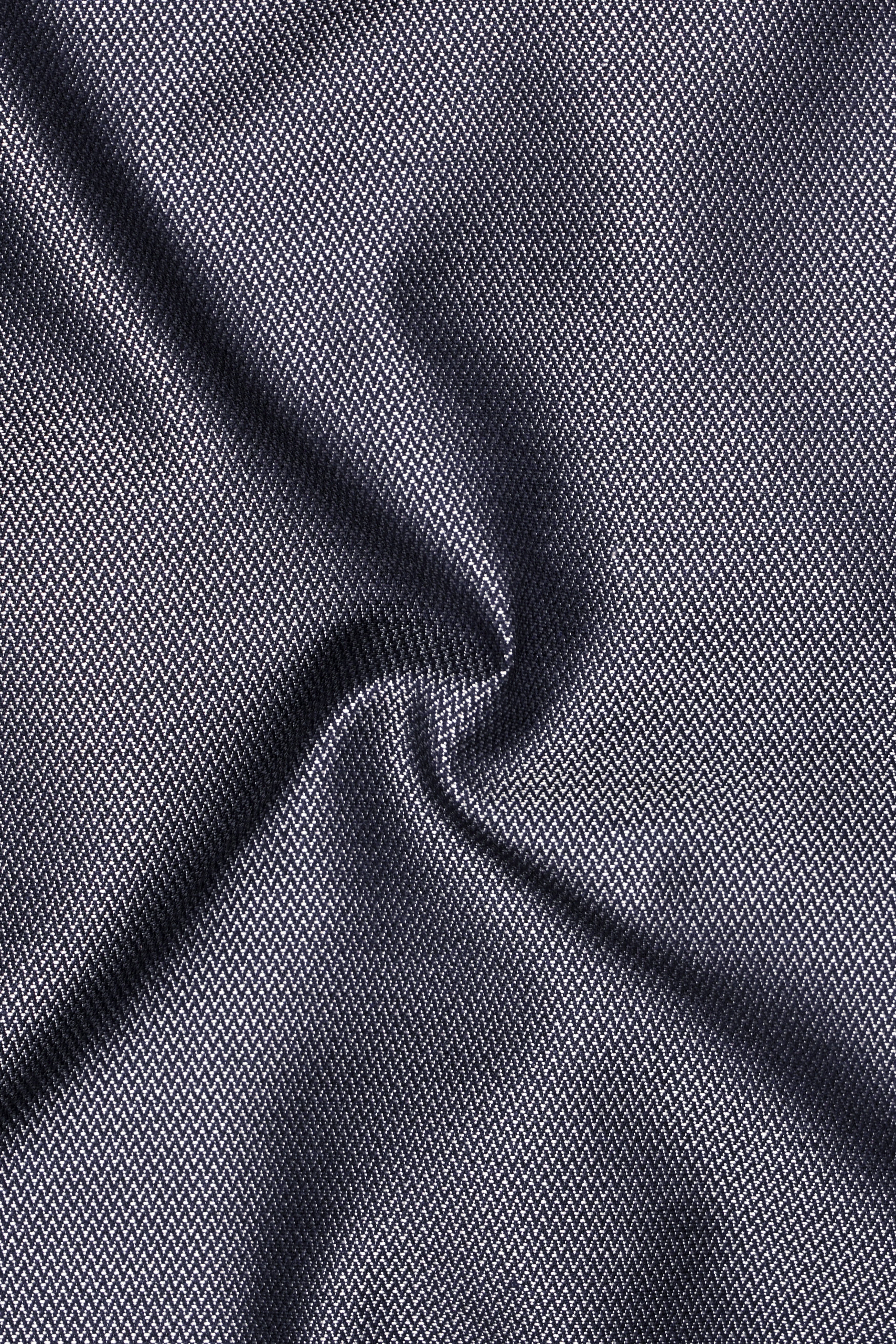 Herrivell-Martinique Blue Herringbone Textured Wool Rich Waistcoats