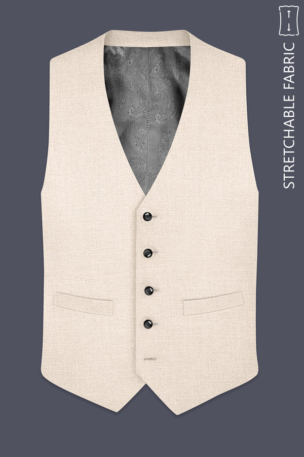 Ivoreo-Merino Cream Luxurious Linen Stretchable Waistcoats