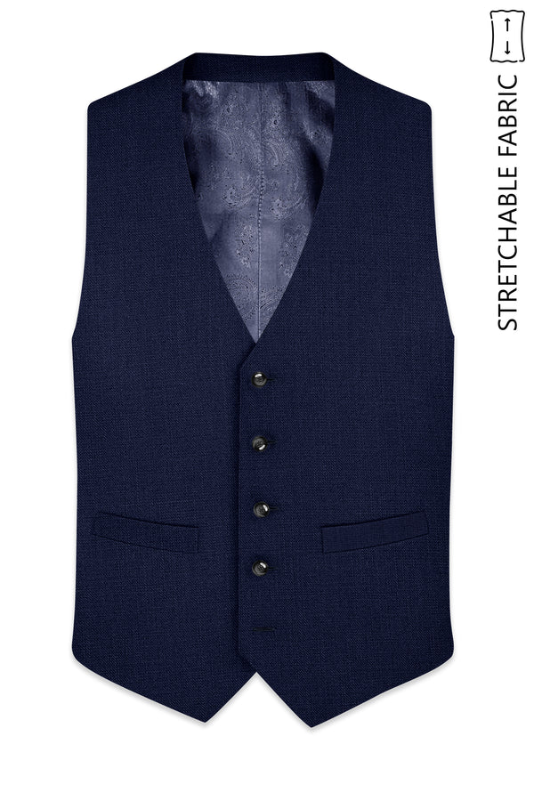Azuriel-Firefly Blue Luxurious Linen Stretchable Waistcoats
