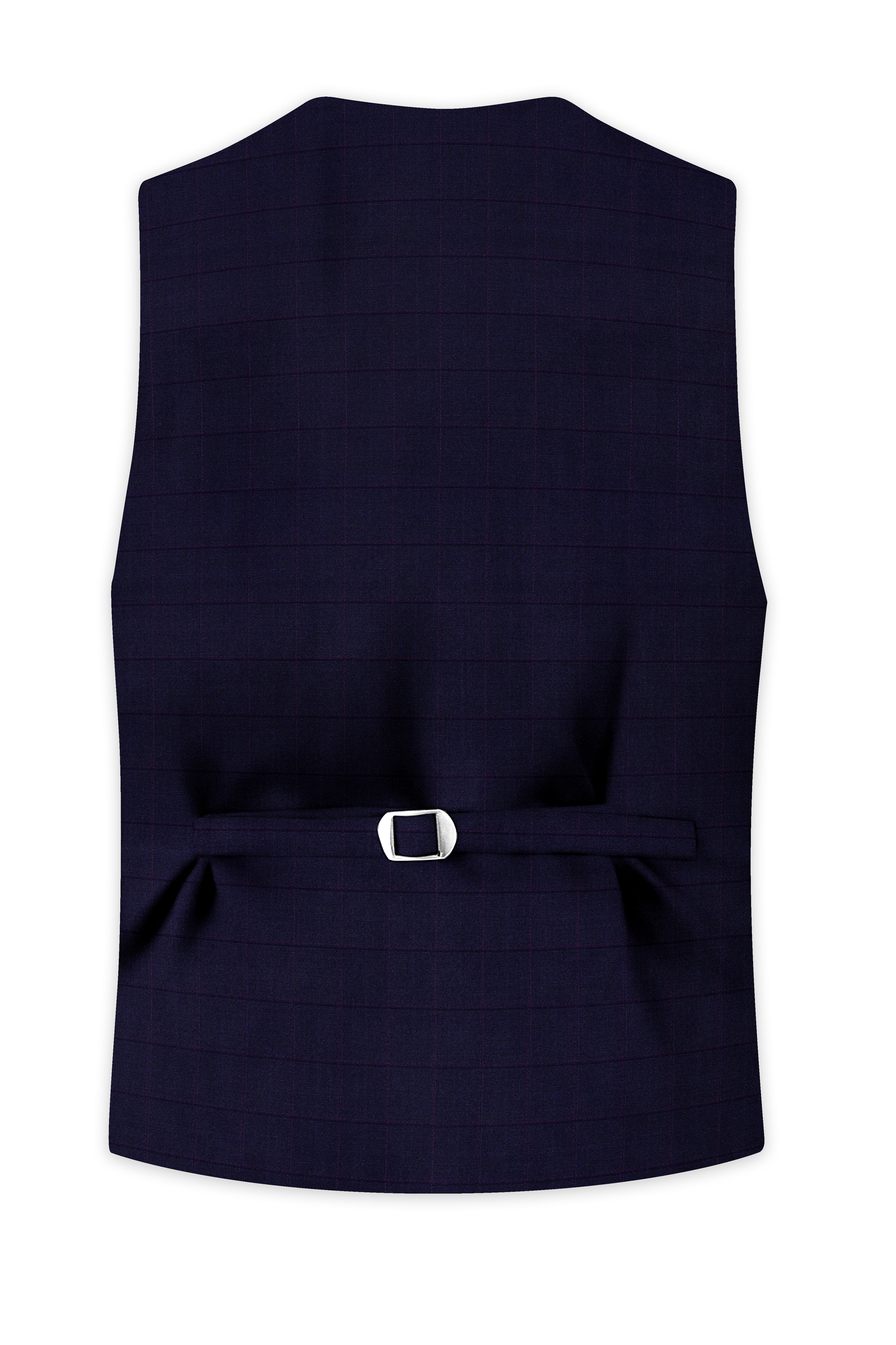 Azurane-Ebony Blue Windowpane Wool Rich Waistcoats