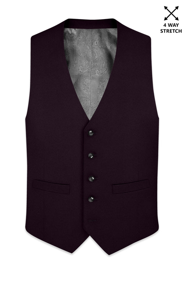 Marenzo-Korean Seal Maroon 4-Way Stretch Wrinkle-Free Wool Rich Waistcoat