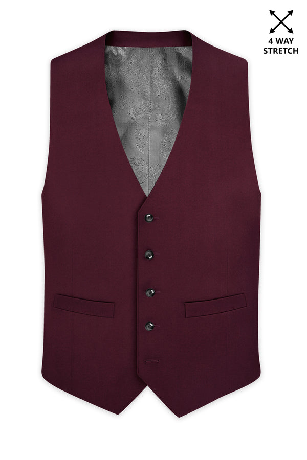 Flexmaro-Korean Crater Maroon 4-Way Stretch Wool Rich Waistcoat
