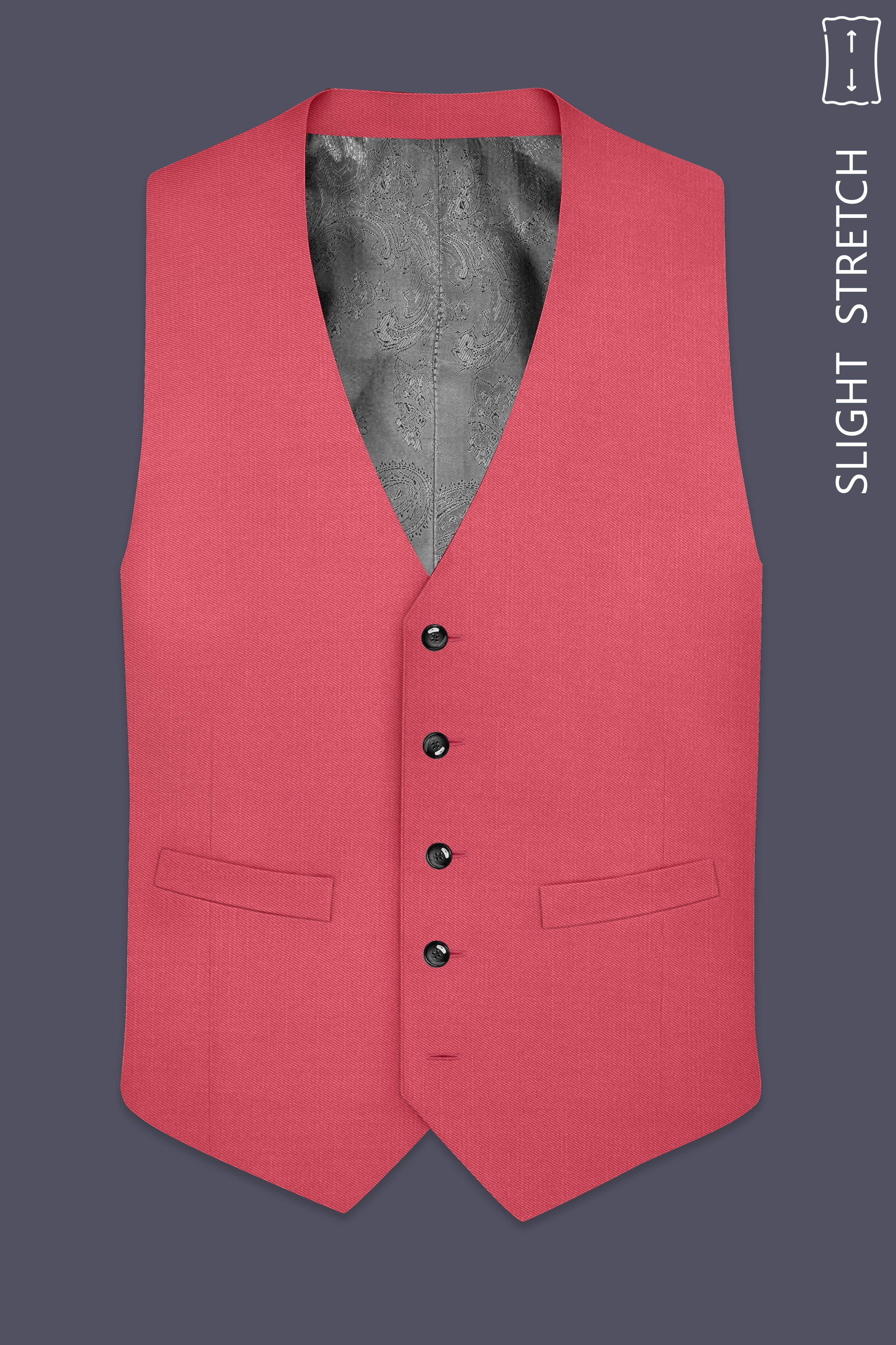 Aurerosa-Roman Pink Wool Rich Slight Stretch Waistcoat