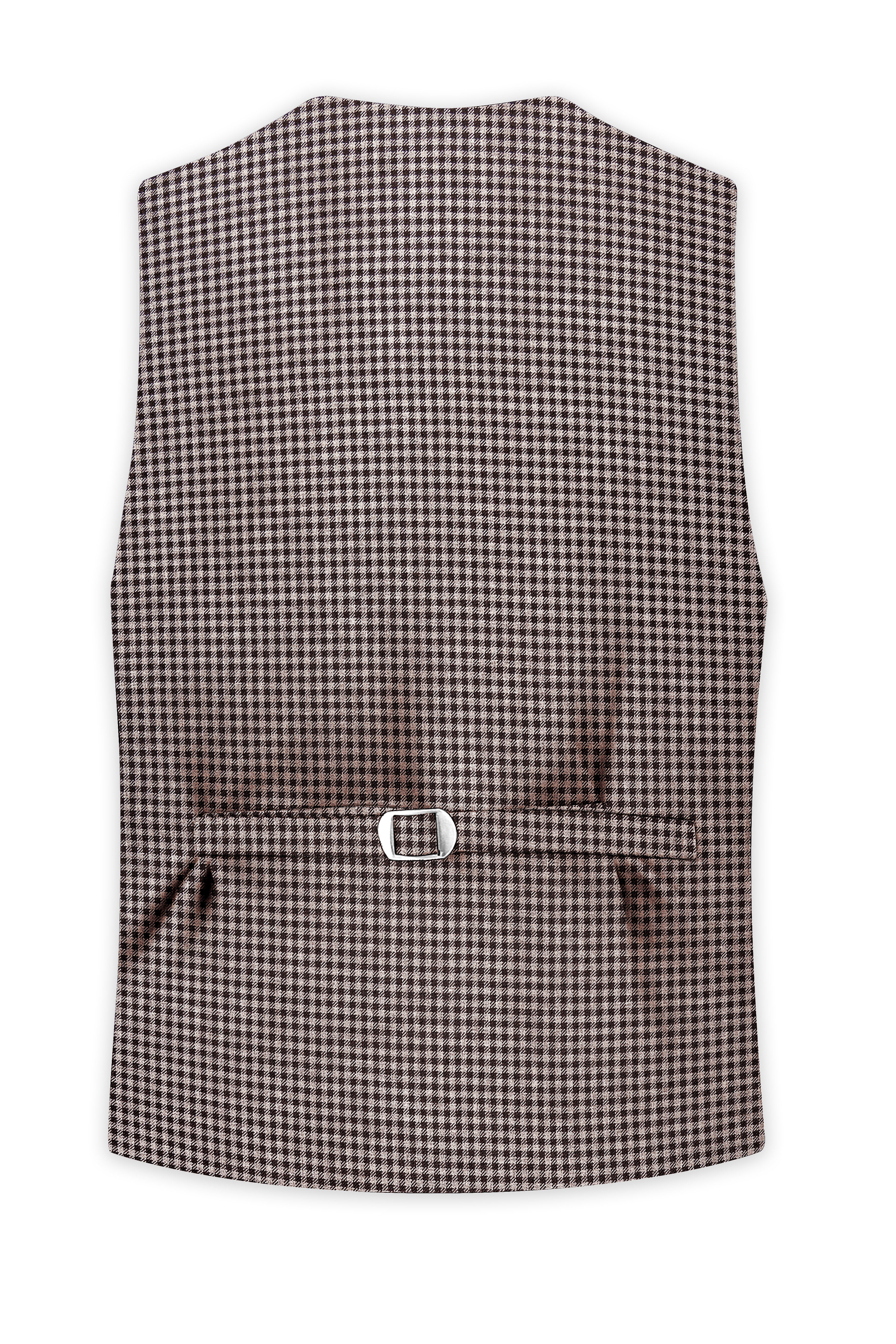 Imperium-Emperor Brown And Swiss Cream Gingham Plaid Tweed Waistcoat