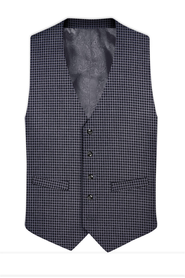 Zenith-Mirage Blue And venus Gray Gingham Plaid Tweed Waistcoat