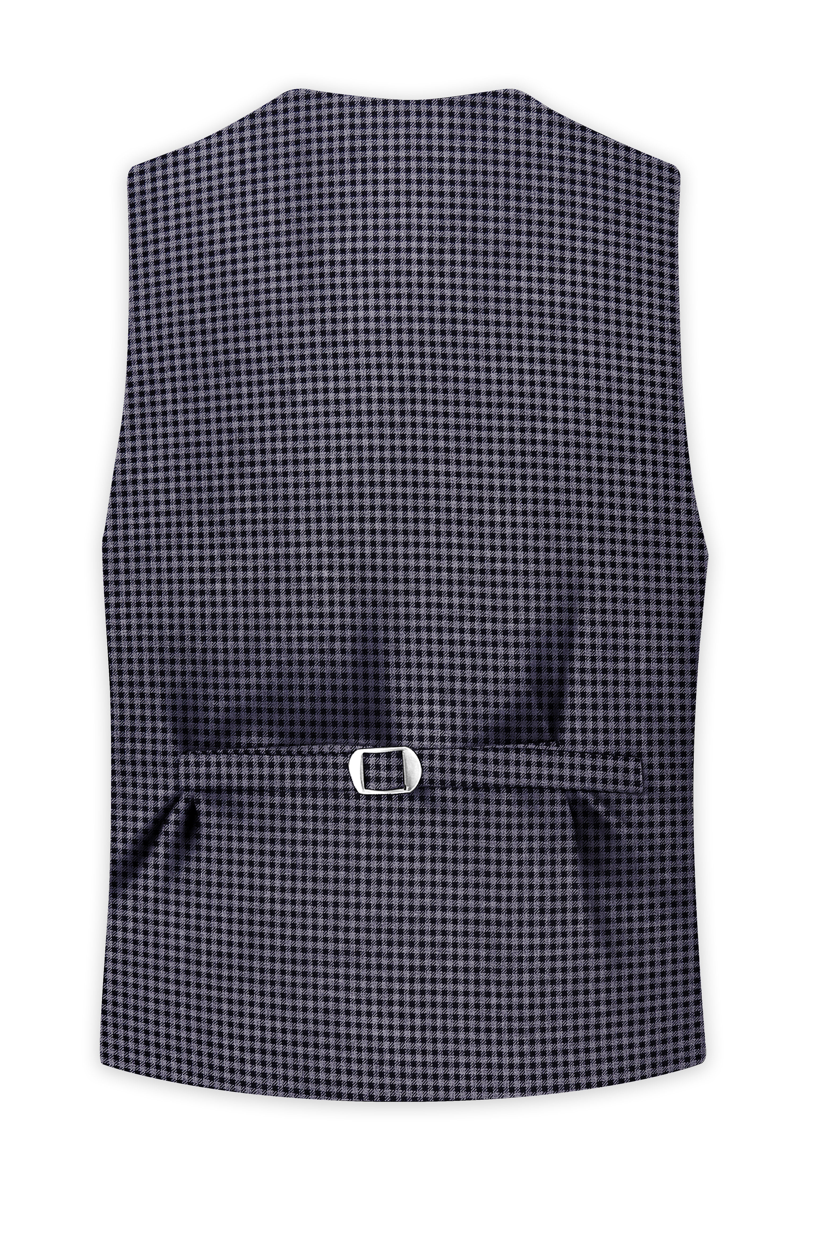 Zenith-Mirage Blue And venus Gray Gingham Plaid Tweed Waistcoat