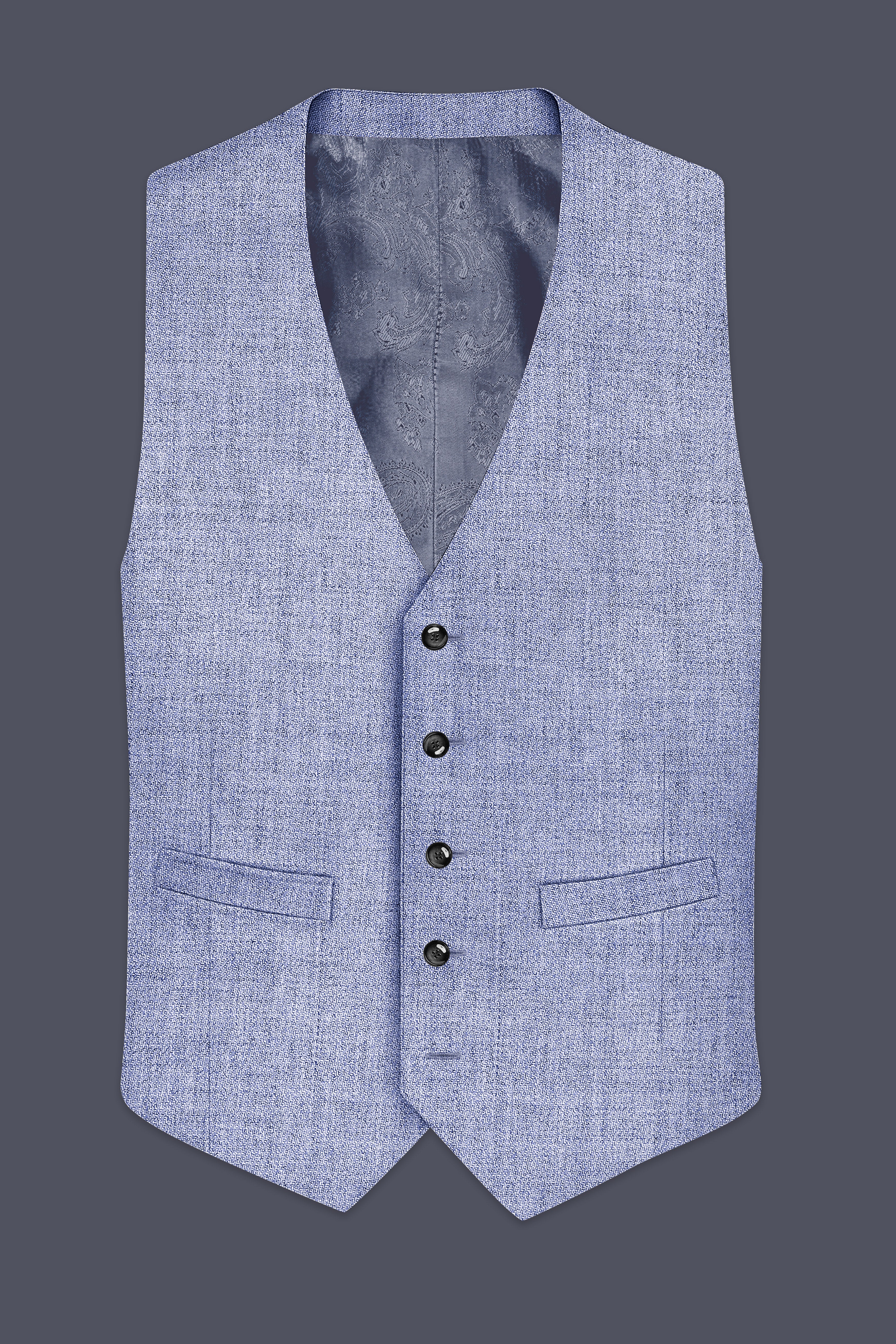 Nordic-Logan Blue Textured Tweed Waistcoat