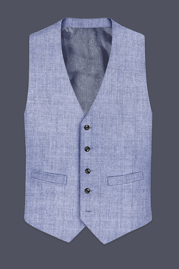Nordic-Logan Blue Textured Tweed Waistcoat