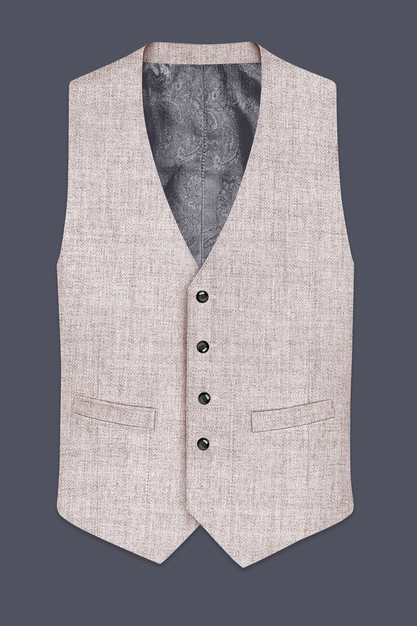Ivorytail-Timberwolf Cream Textured Tweed Waistcoat