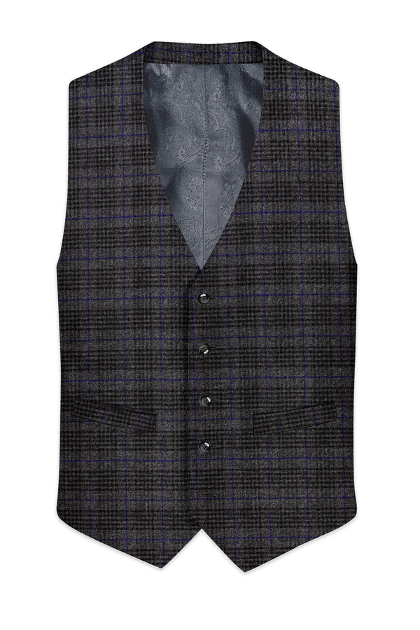 Cinerro-Shark Gray Plaid Tweed Waistcoat