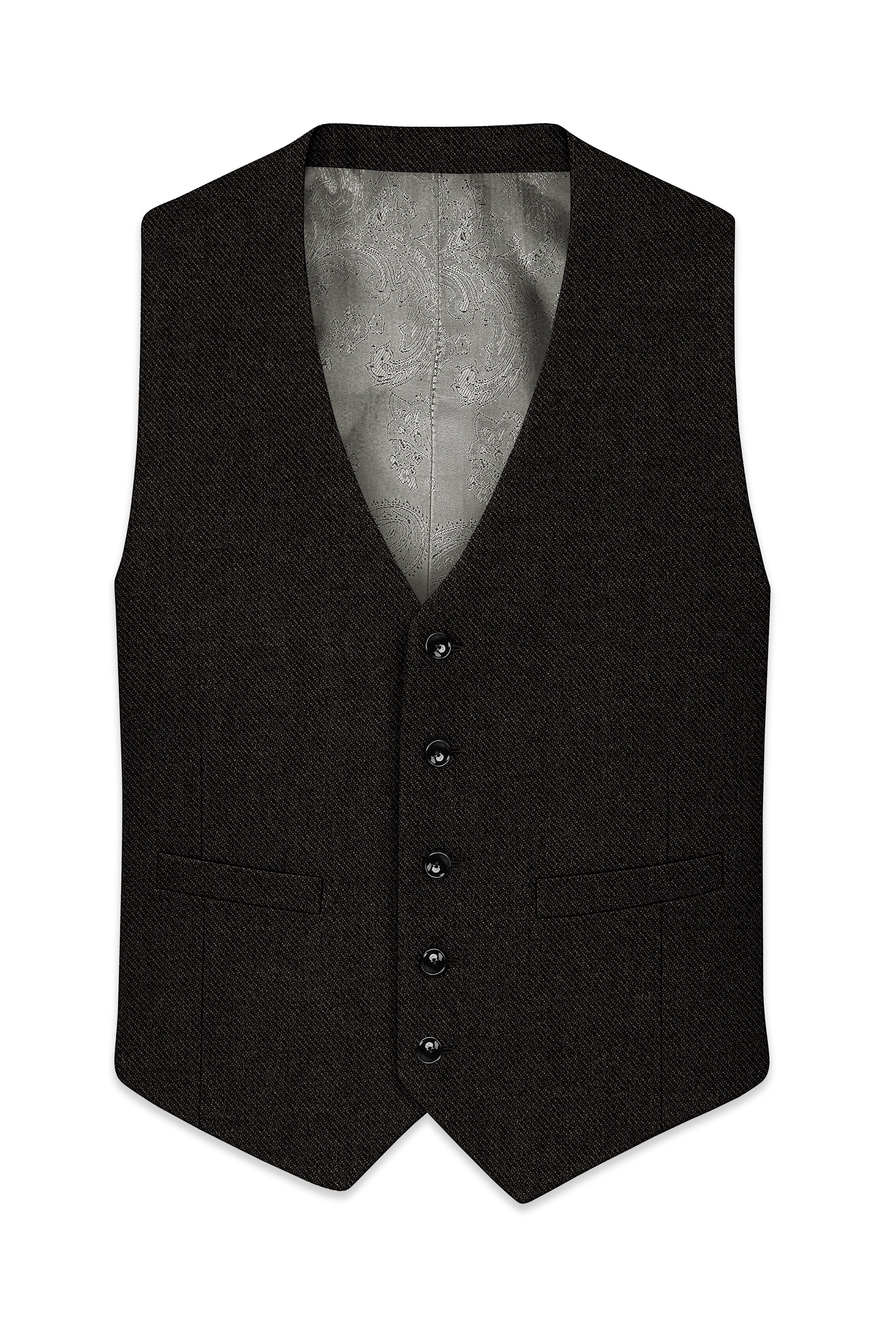 Aurezeus-Zeus Brown Textured Tweed Waistcoat
