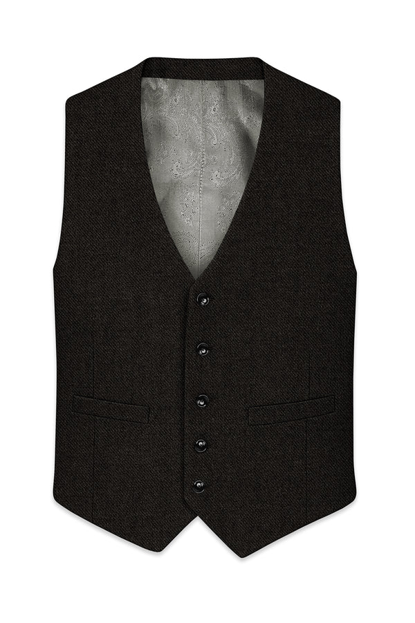 Aurezeus-Zeus Brown Textured Tweed Waistcoat