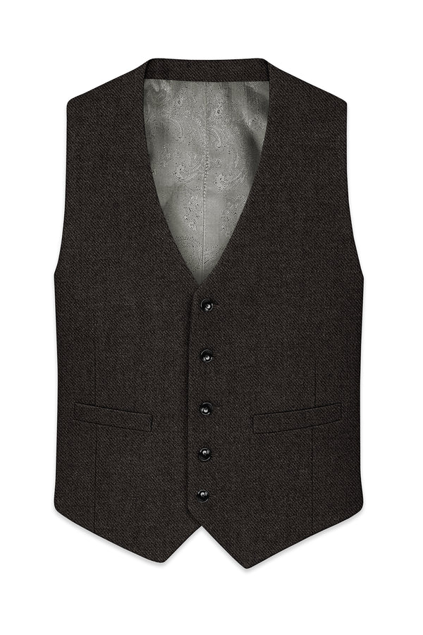 Auregond-Gondola Brown Textured Tweed Waistcoat