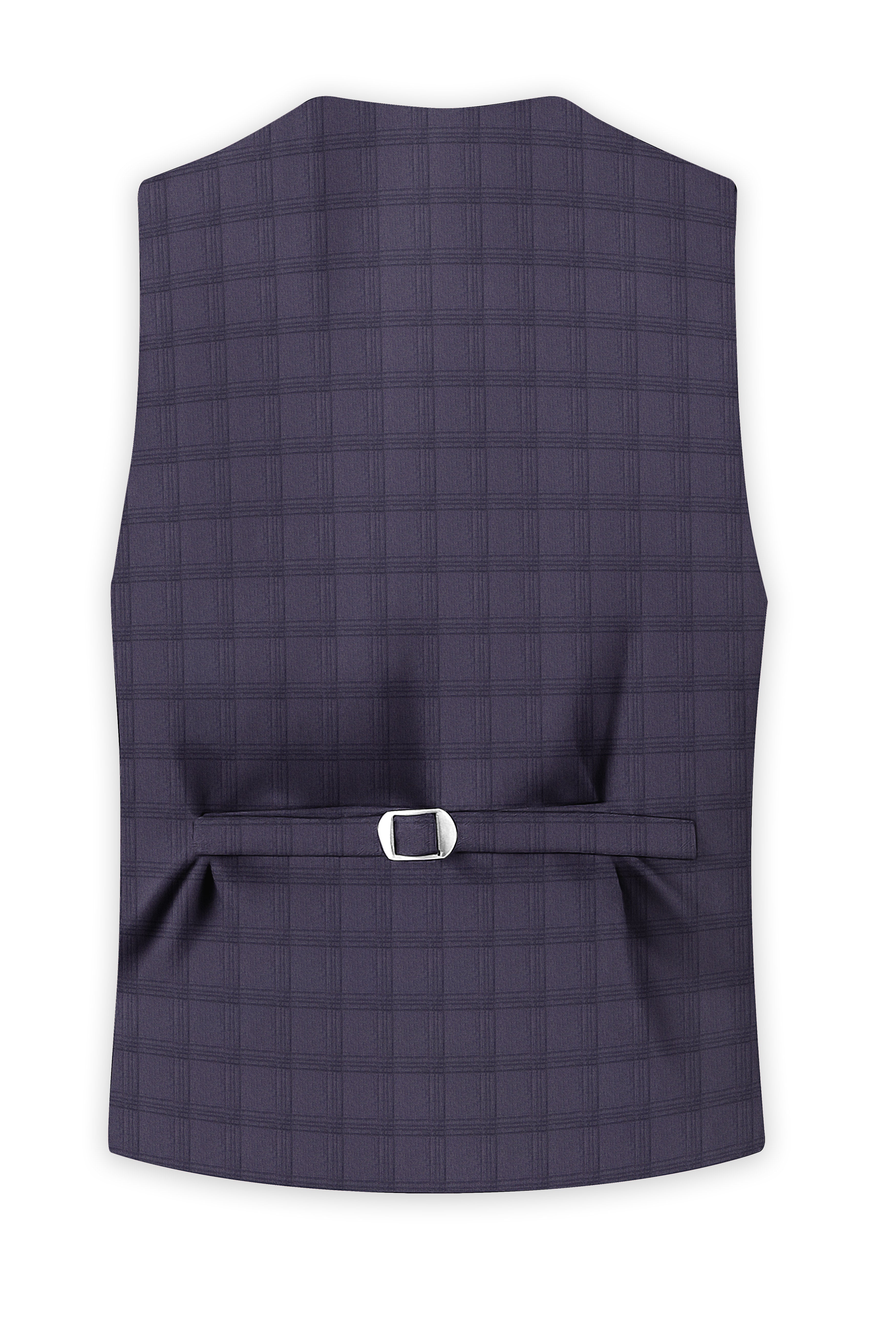 Auretuna-Tuna Blue Tonal Check Plaid Wool Rich Waistcoat