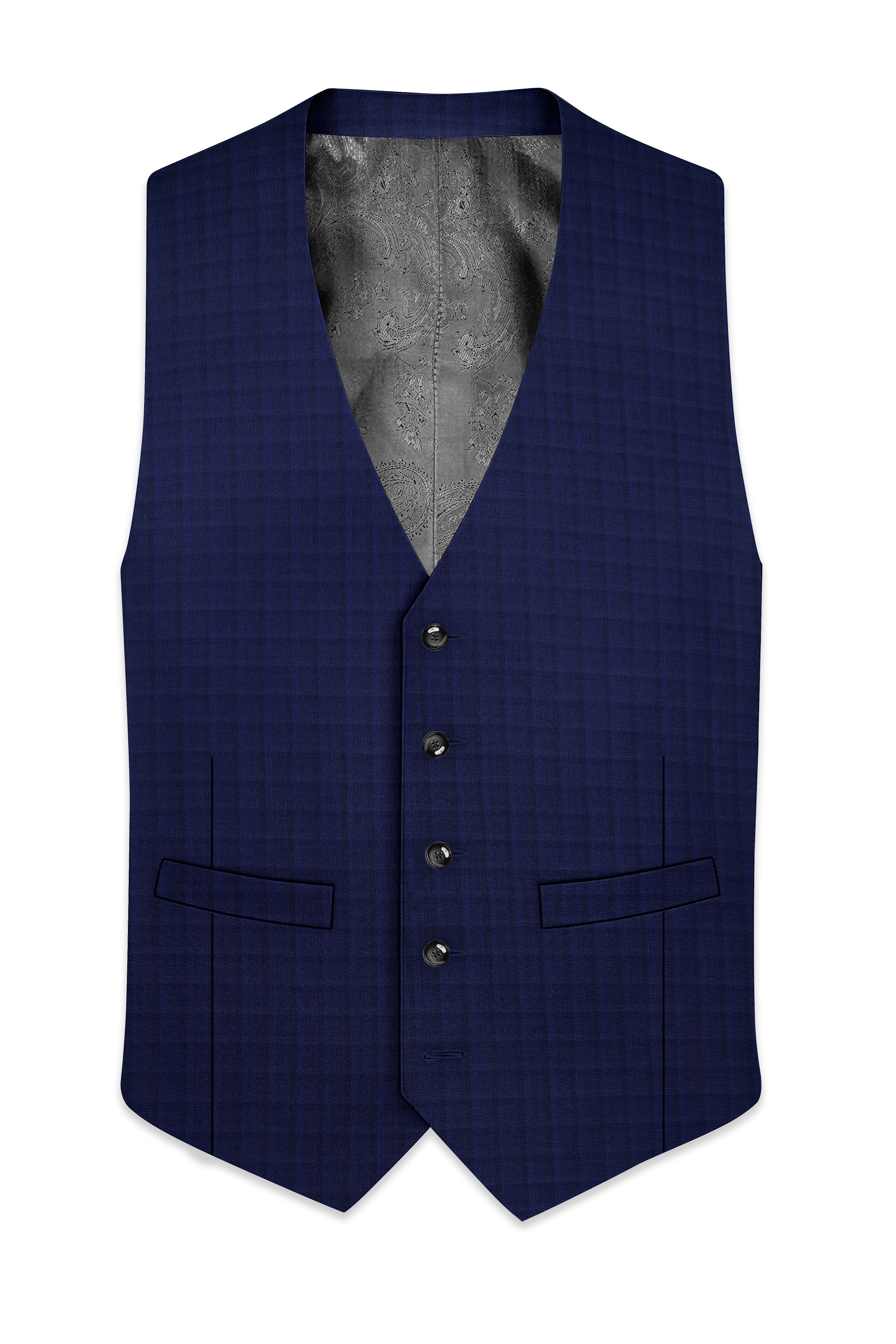 Aurebunt-Bunting Blue Plaid Wool Rich Waistcoat