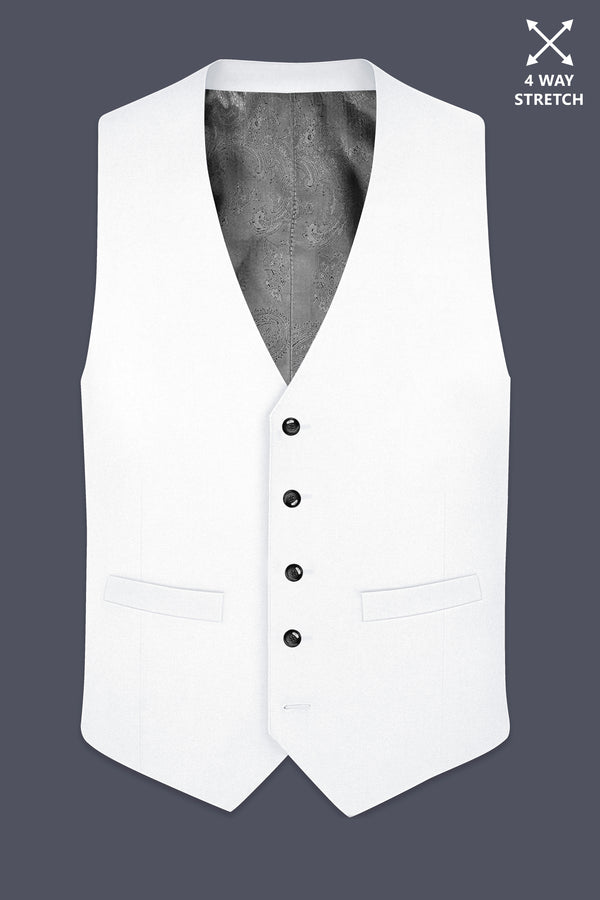 Shiro-Japanese Bright White 4-Way Stretch Wrinkle-Free Wool Rich Waistcoat