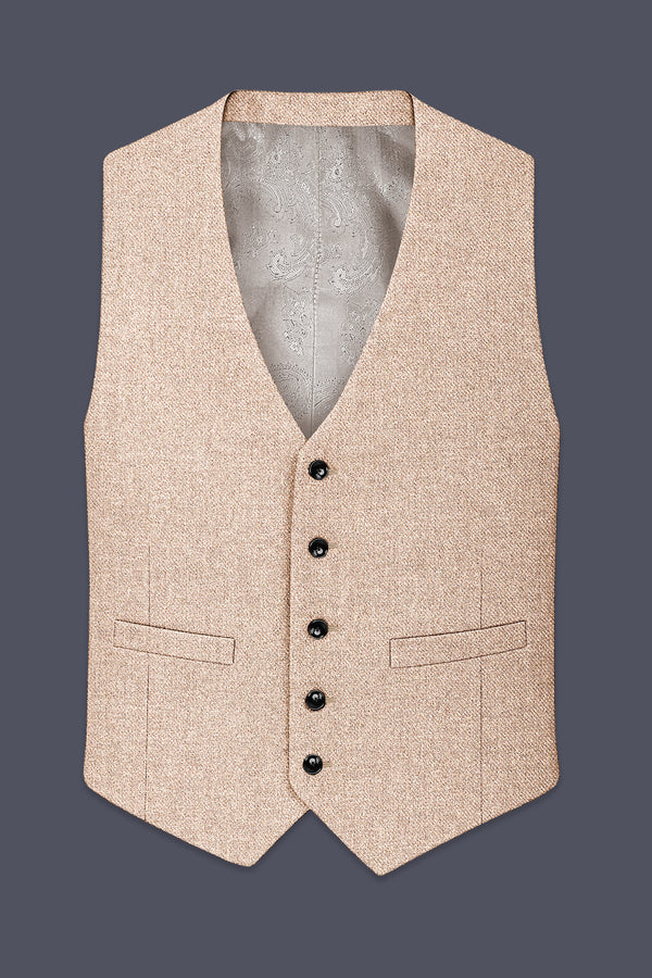 Ivoro-Bizarre Cream Textured Tweed Waistcoat