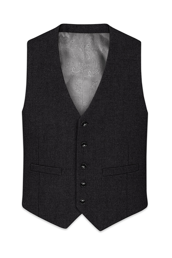 Cinerro-Mine Shaft Gray Textured Tweed Waistcoat