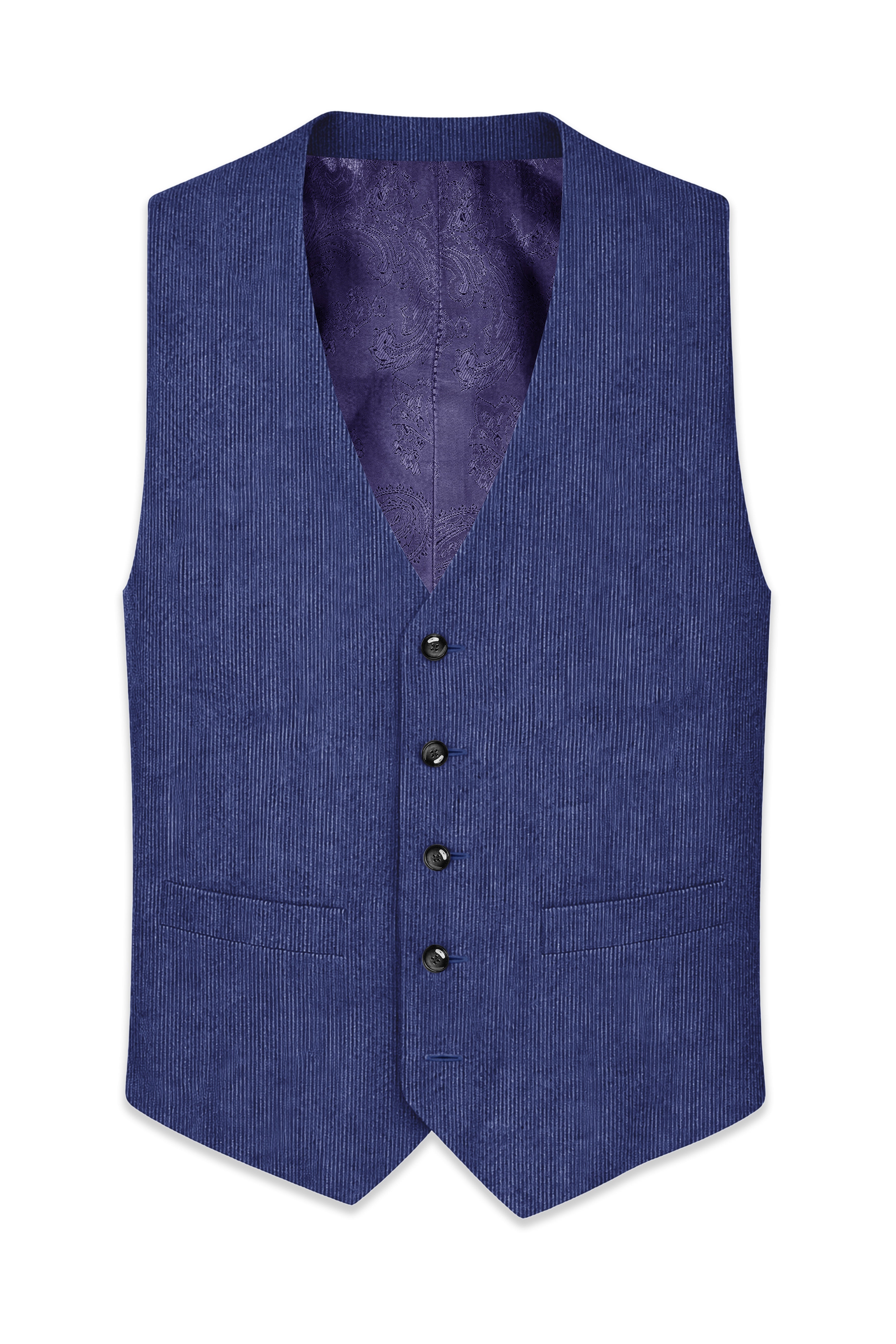 Slatzen-Slate Blue Corduroy Premium Waistcoat