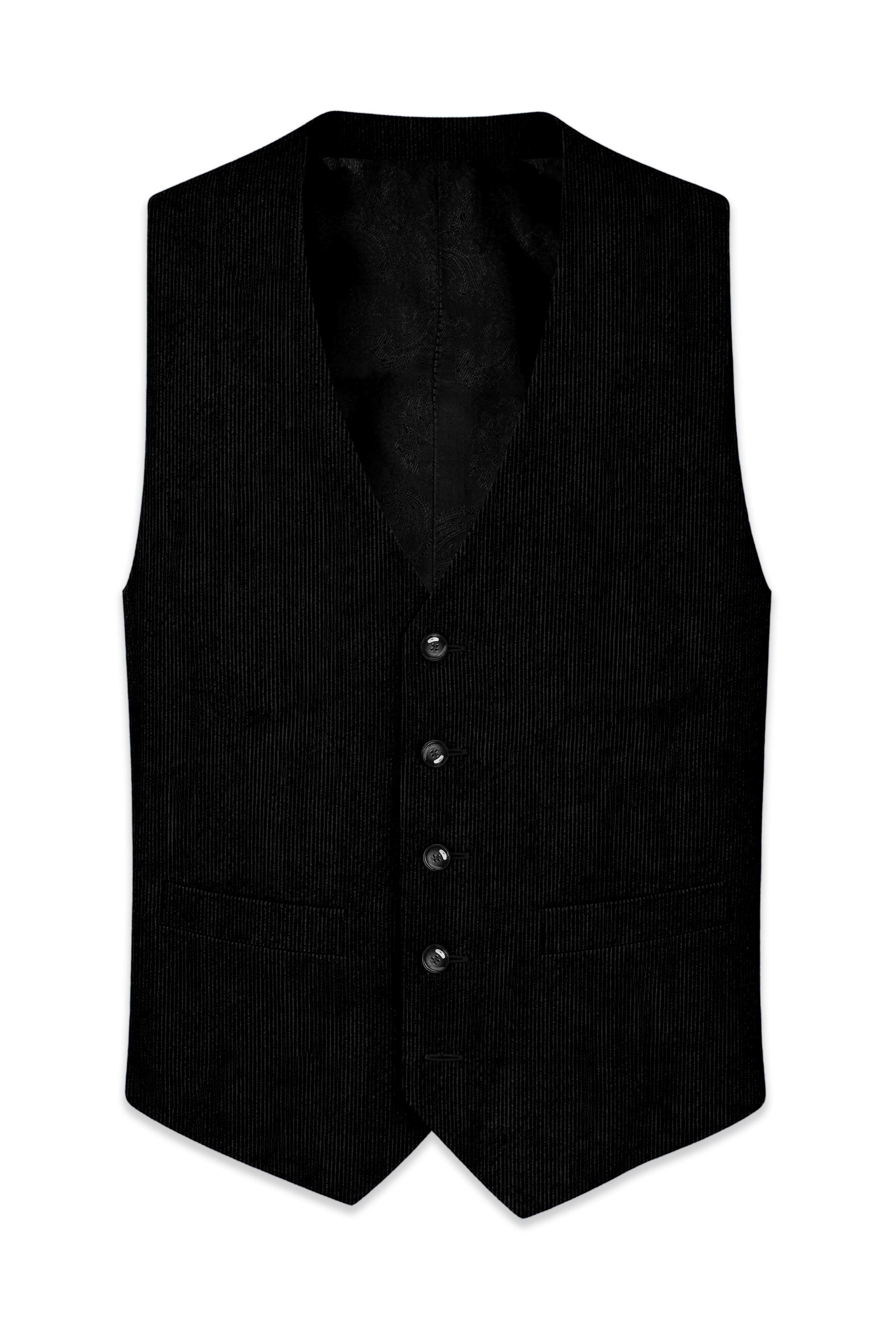 Jadenzo-Jade Black Corduroy Premium Waistcoat