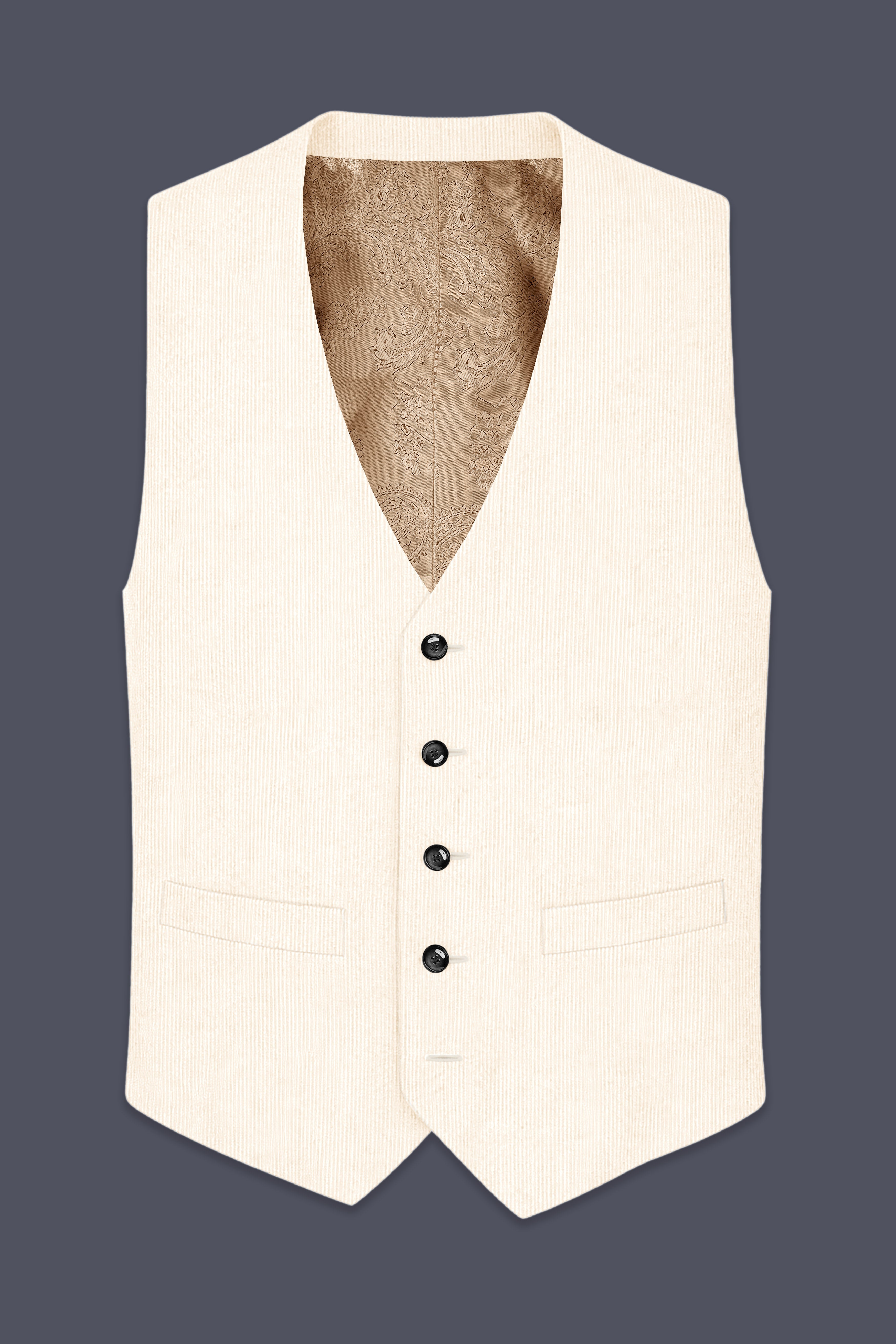 Ivoro-Swizzle Cream Corduroy Premium Waistcoat