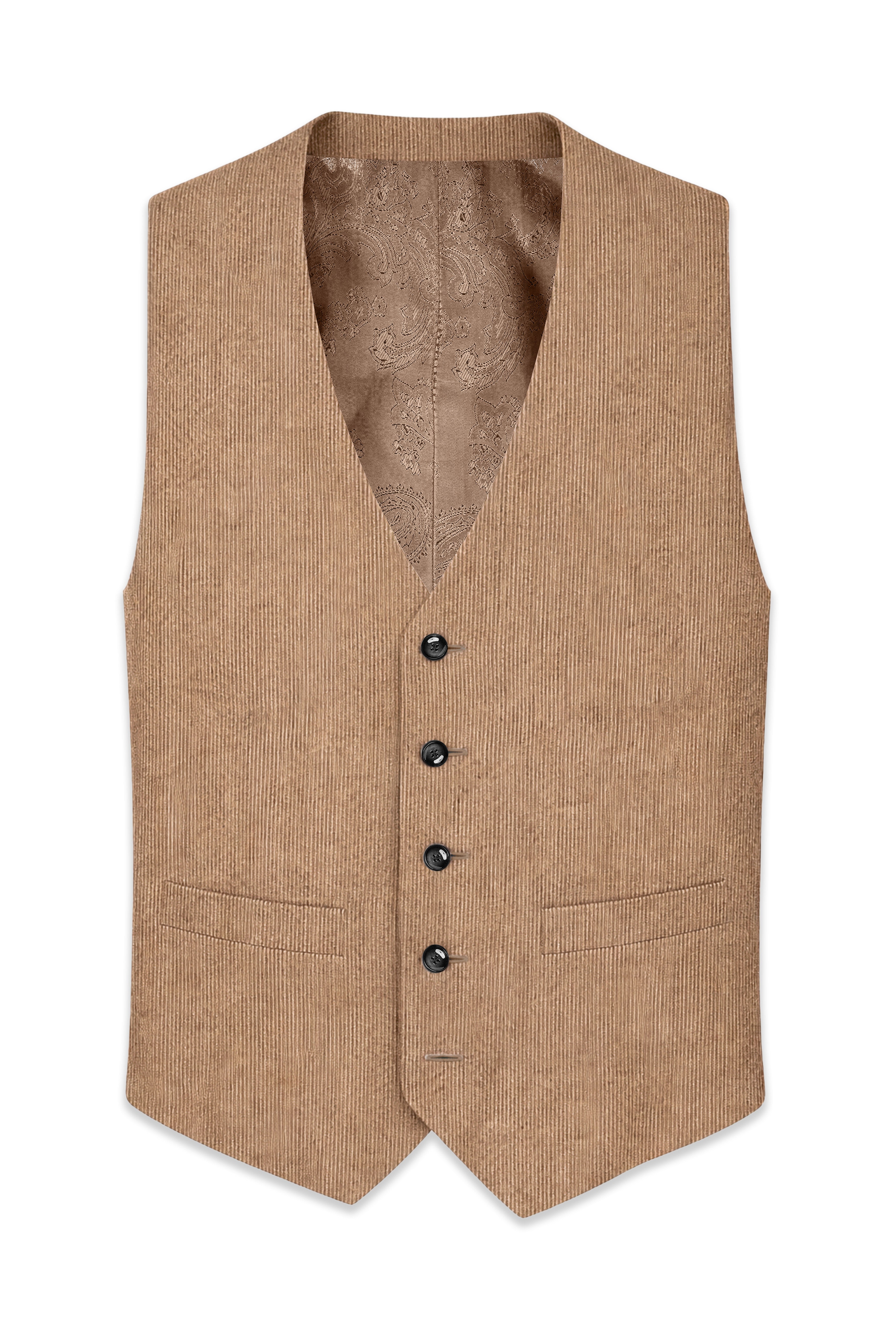Cordenza-Muesli Brown Corduroy Premium Waistcoat