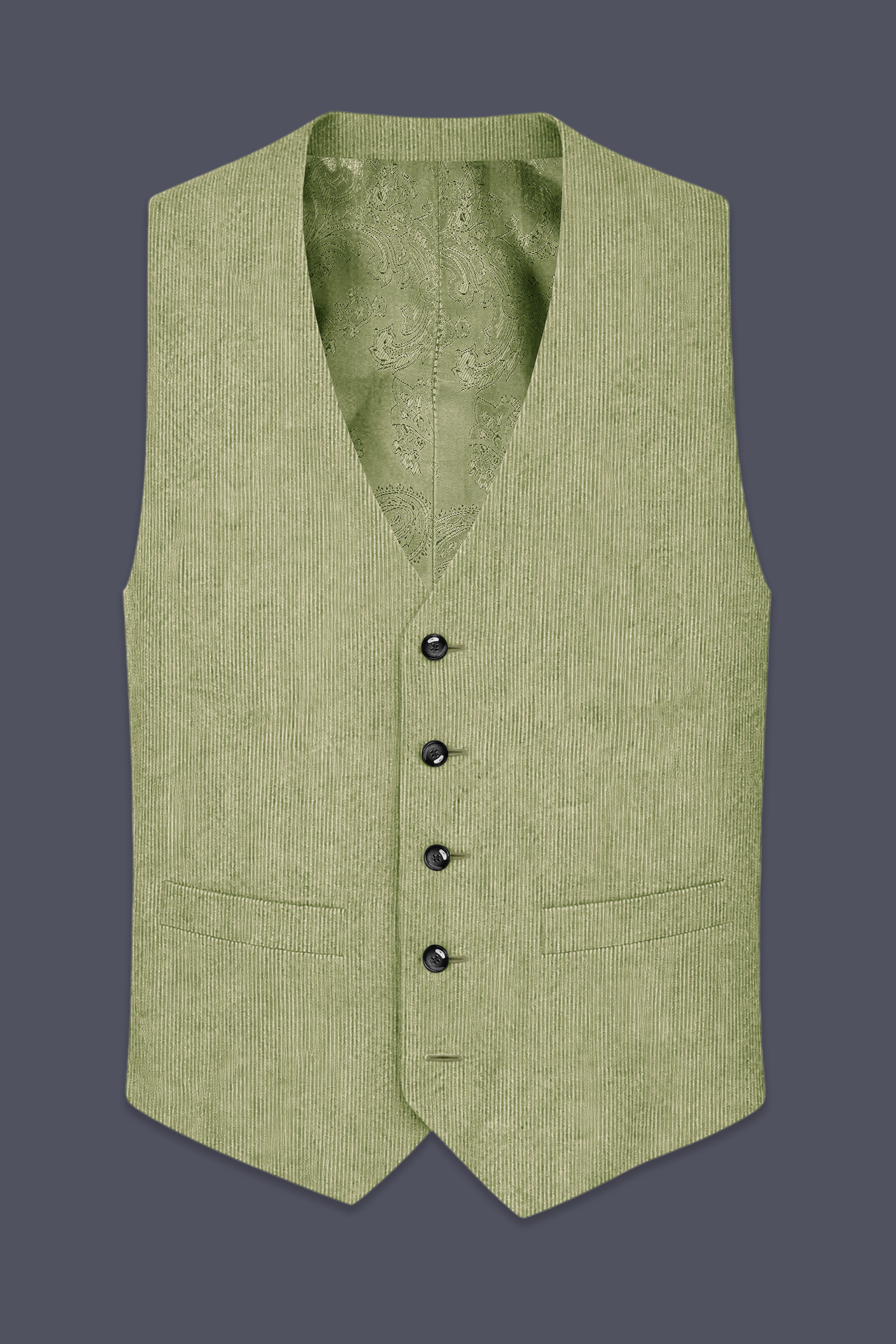 Aurethist-Thistle Green Corduroy Premium Waistcoat