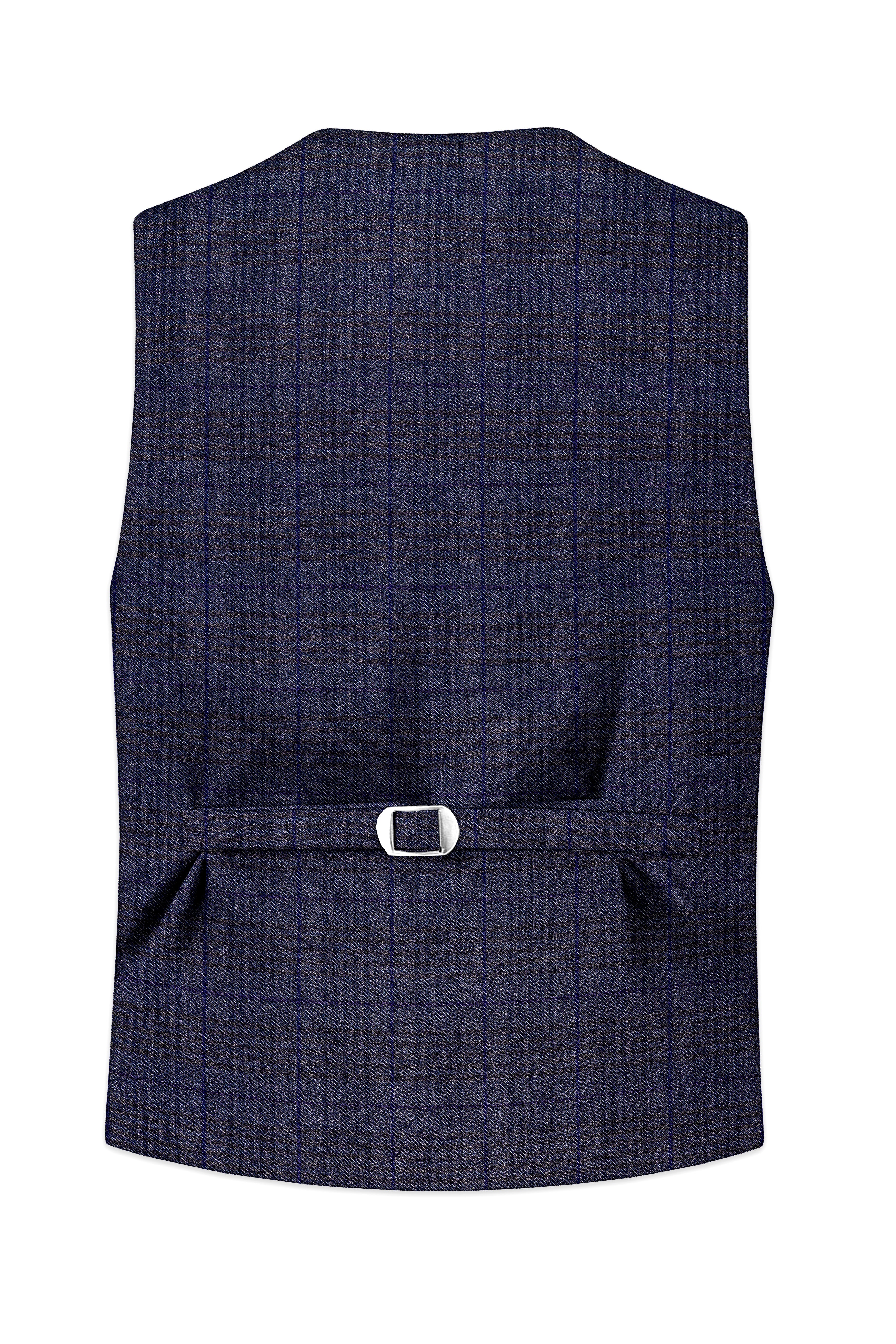 Horizon-Martinique Blue windowpane Tweed Waistcoat