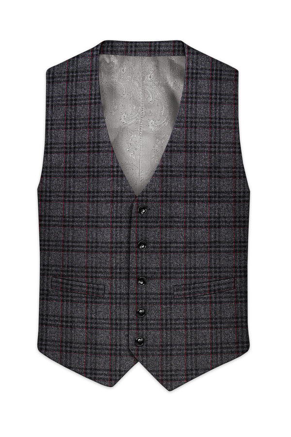Velours-Ship Gray Plaid Tweed Waistcoat