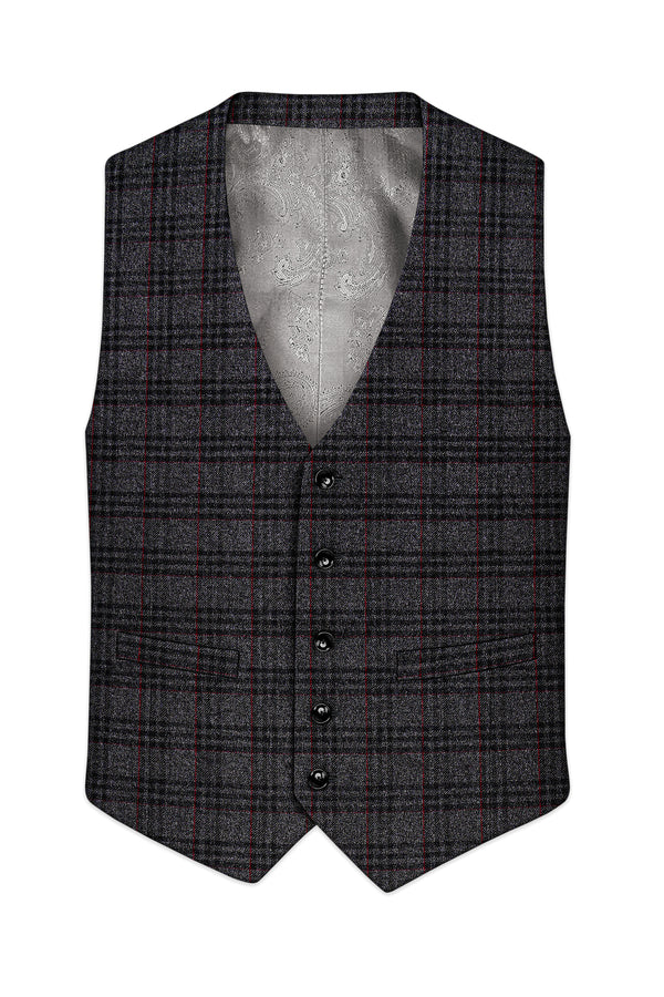 Velours-Ship Gray Plaid Tweed Waistcoat