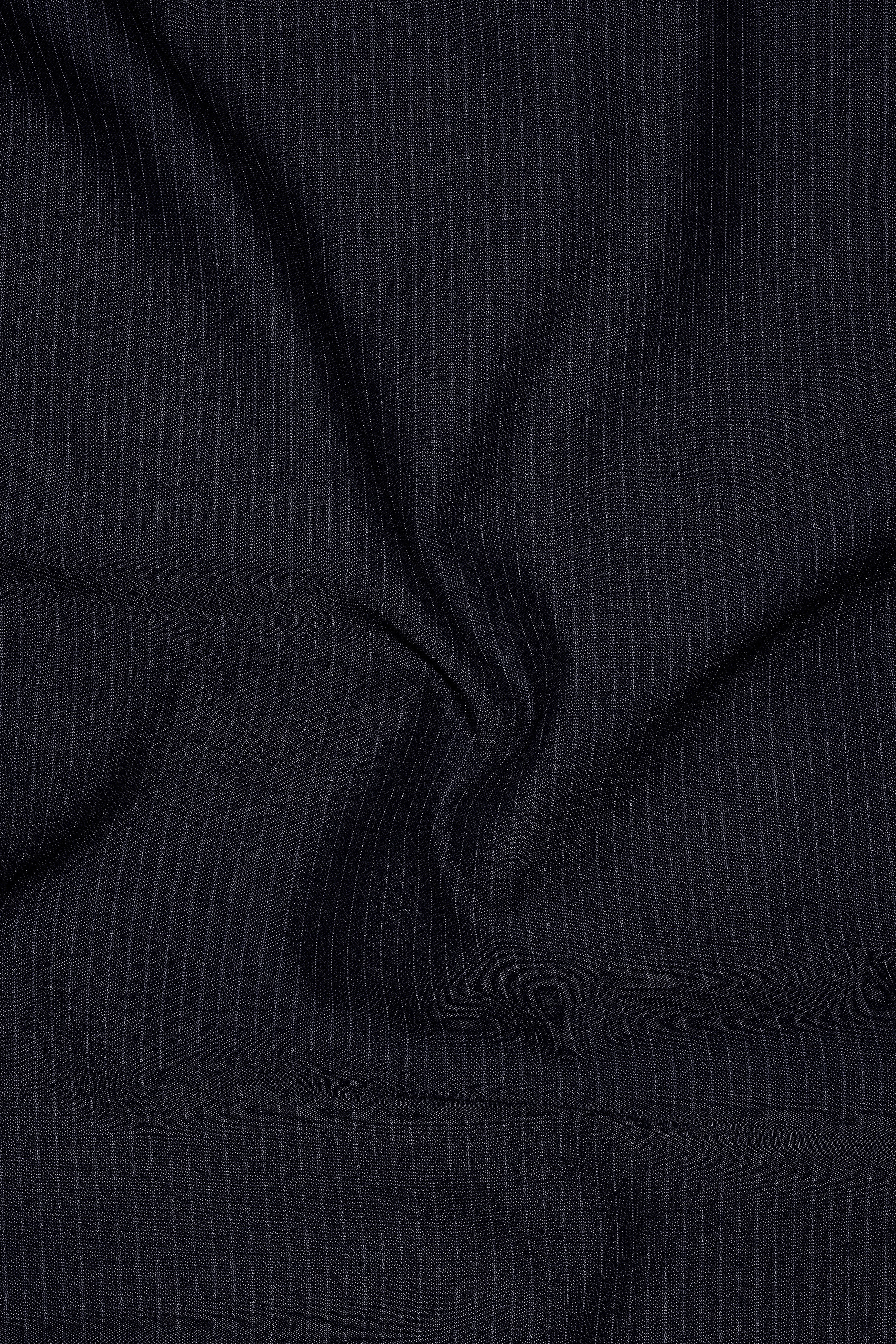 Cosmire-Space Blue Pencil Striped Wool Rich Slight Stretch Waistcoat