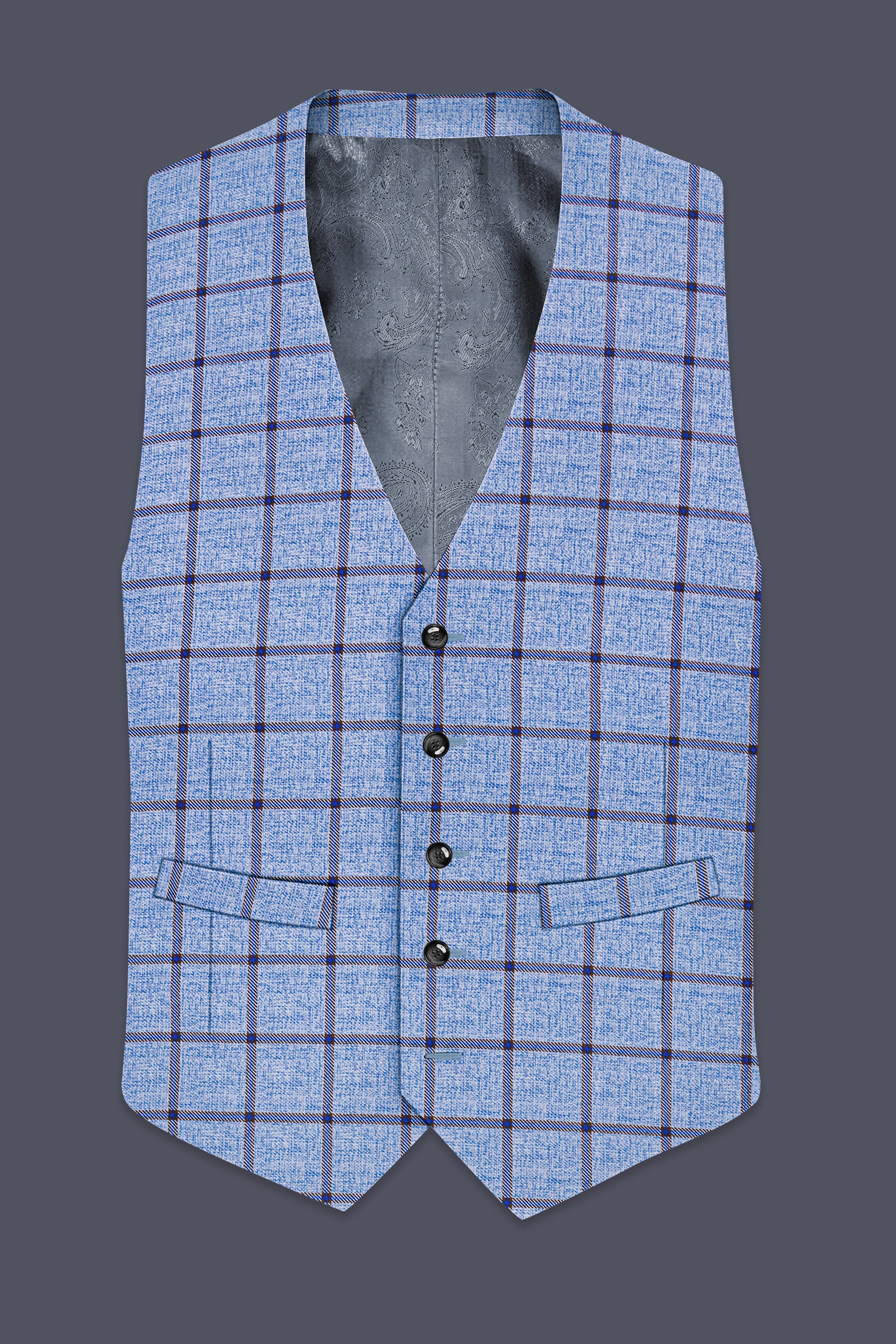 Mistrel-Spun Pearl Blue Windows Wool Rich Waistcoat