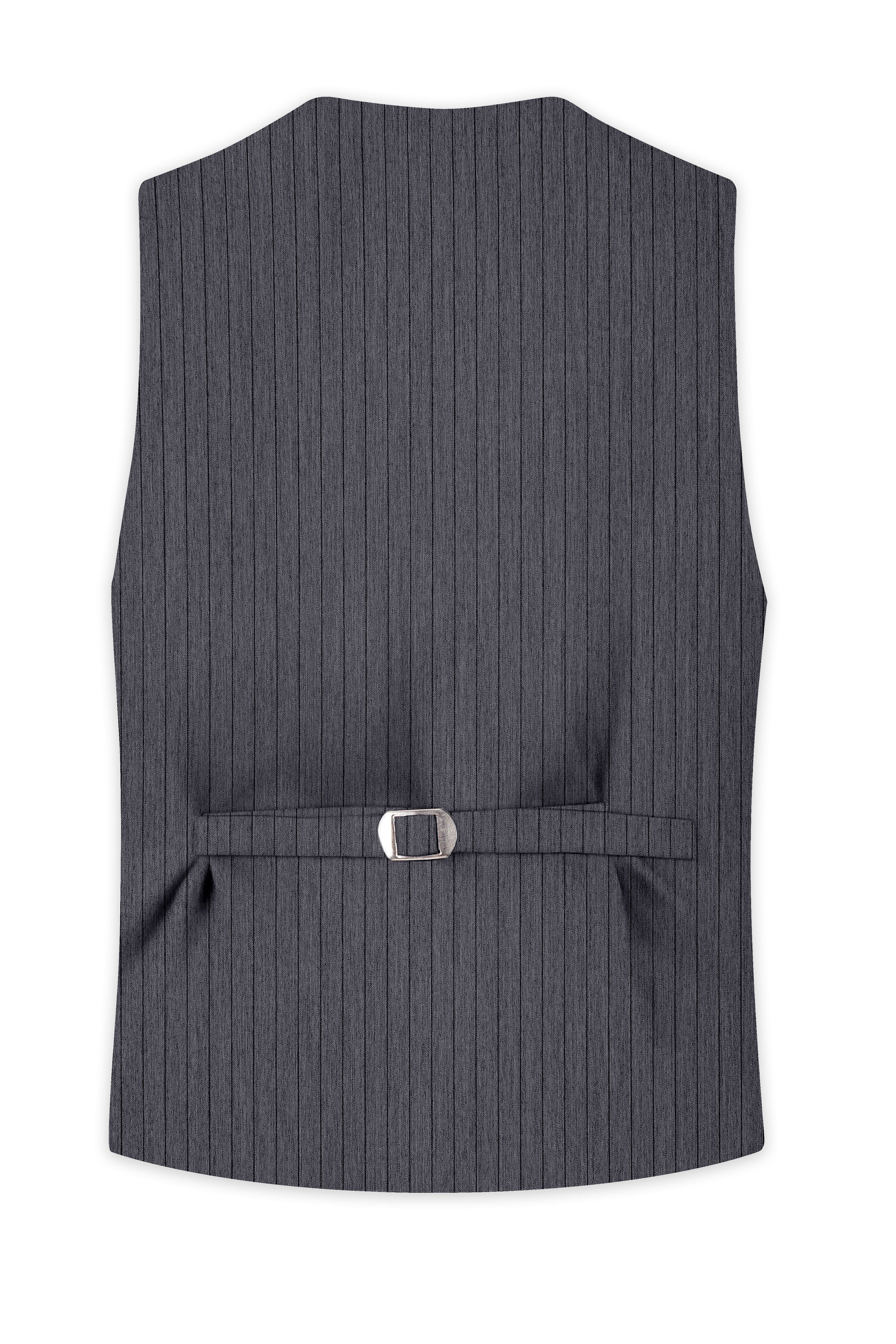 Noctaro-Vampire Gray Pin Striped Wool Rich Slight Stretch Waistcoat