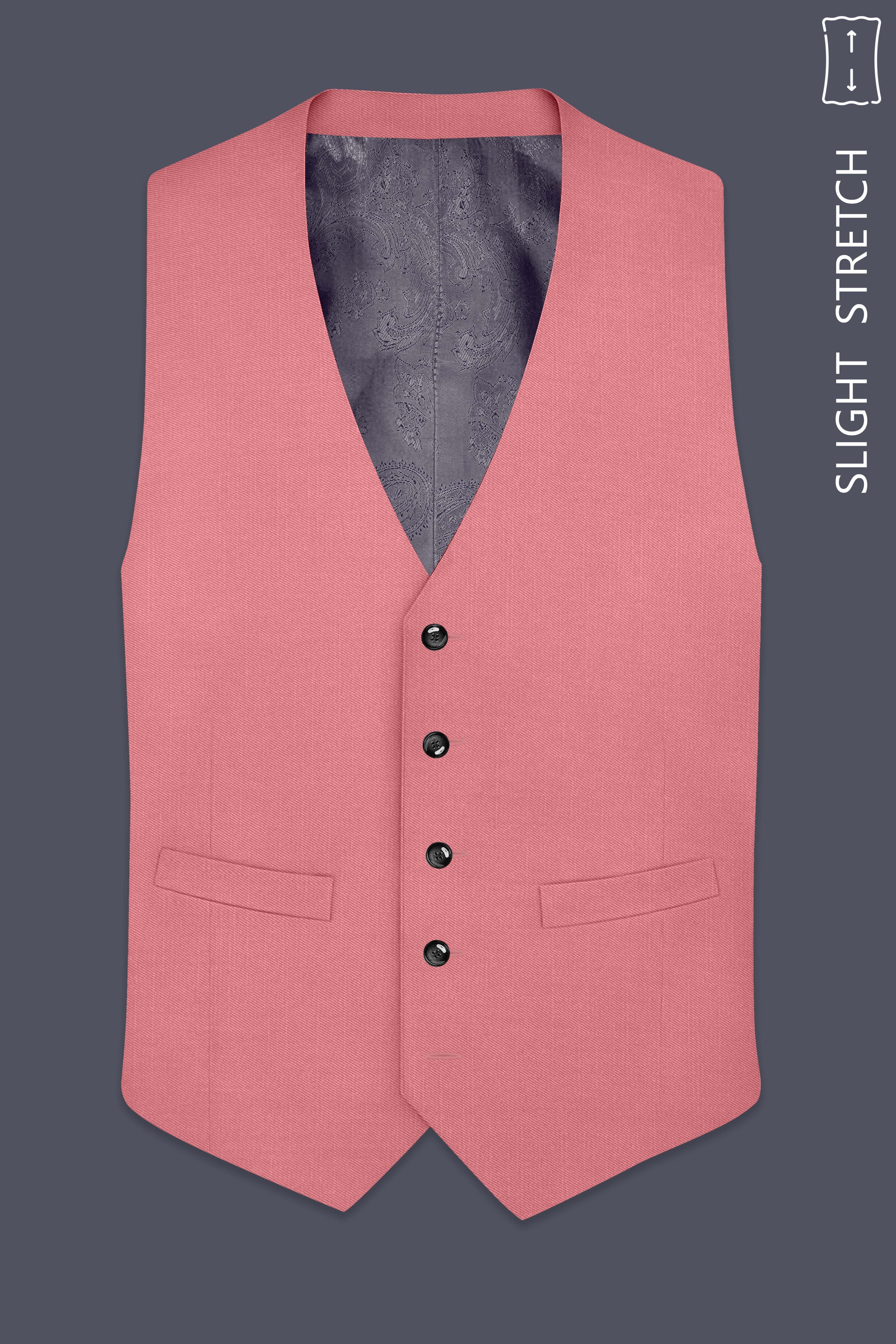 Solaro-Coral Orange Wool Rich Slight Stretch Waistcoat