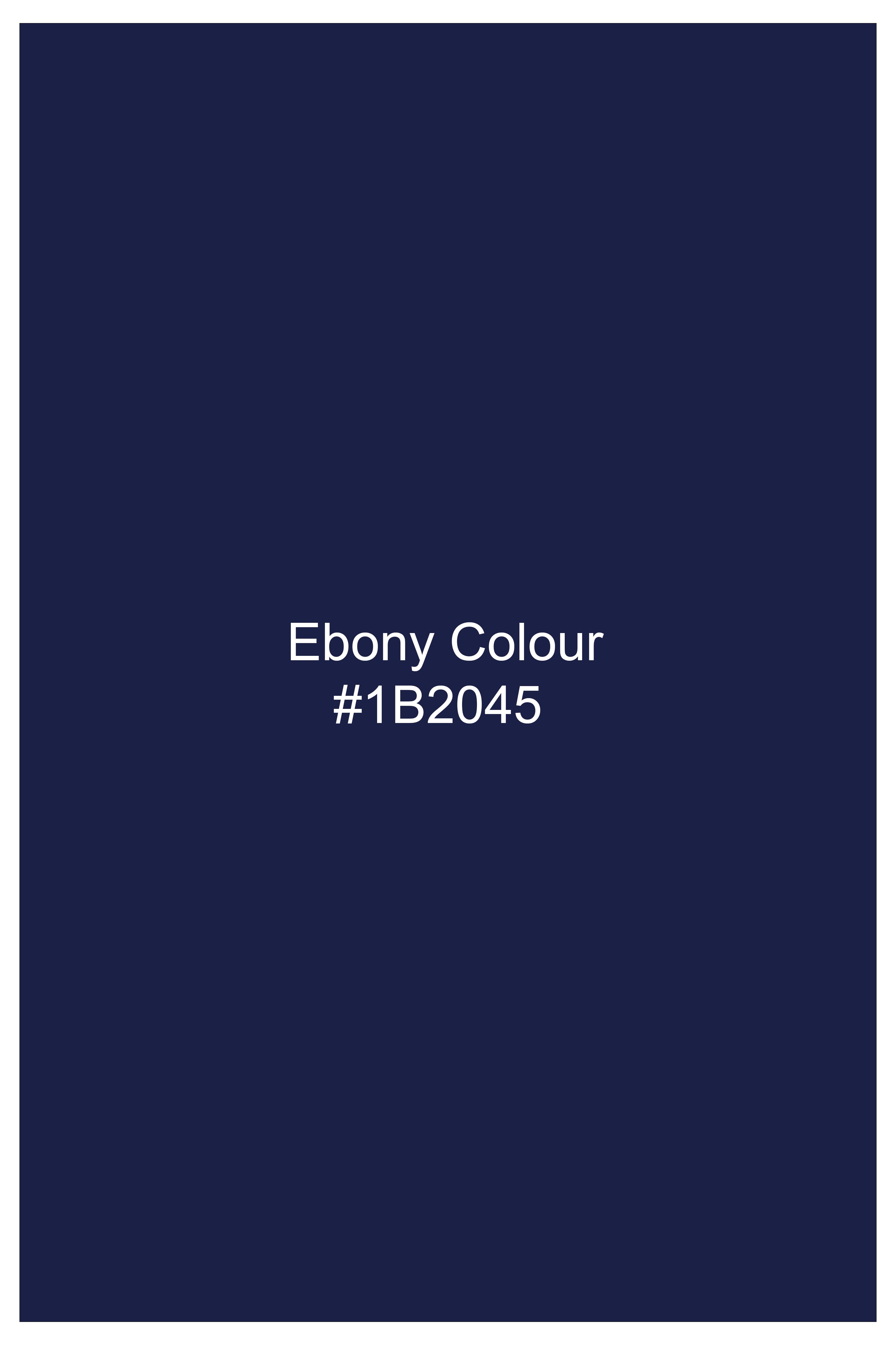 Obsidio-Ebony Navy Blue Wool Rich Slight Stretch Waistcoat