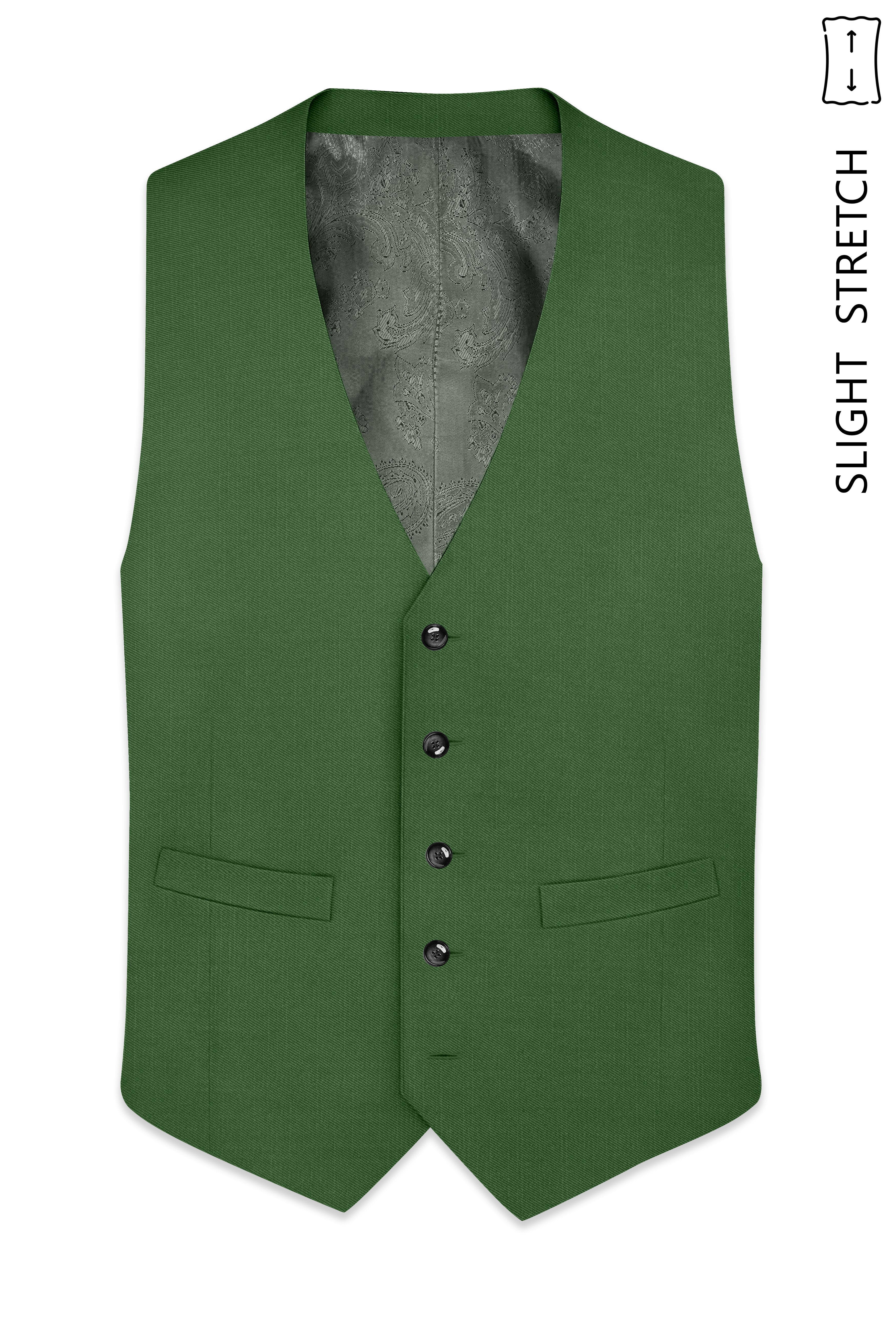 Viridian-Forest Green Wool Rich Slight Stretch Waistcoat
