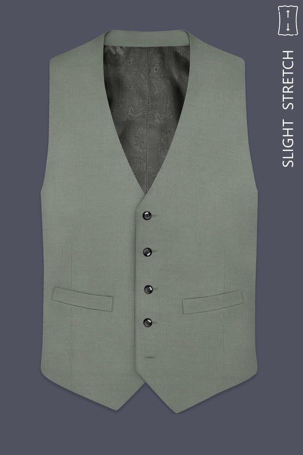 Sage-Smokey Green Wool Rich Slight Stretch Waistcoat