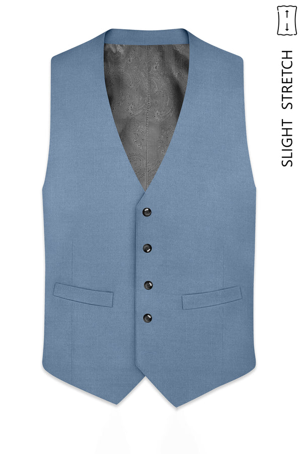Celestor-Lynch Blue Wool Rich Slight Stretch Waistcoat