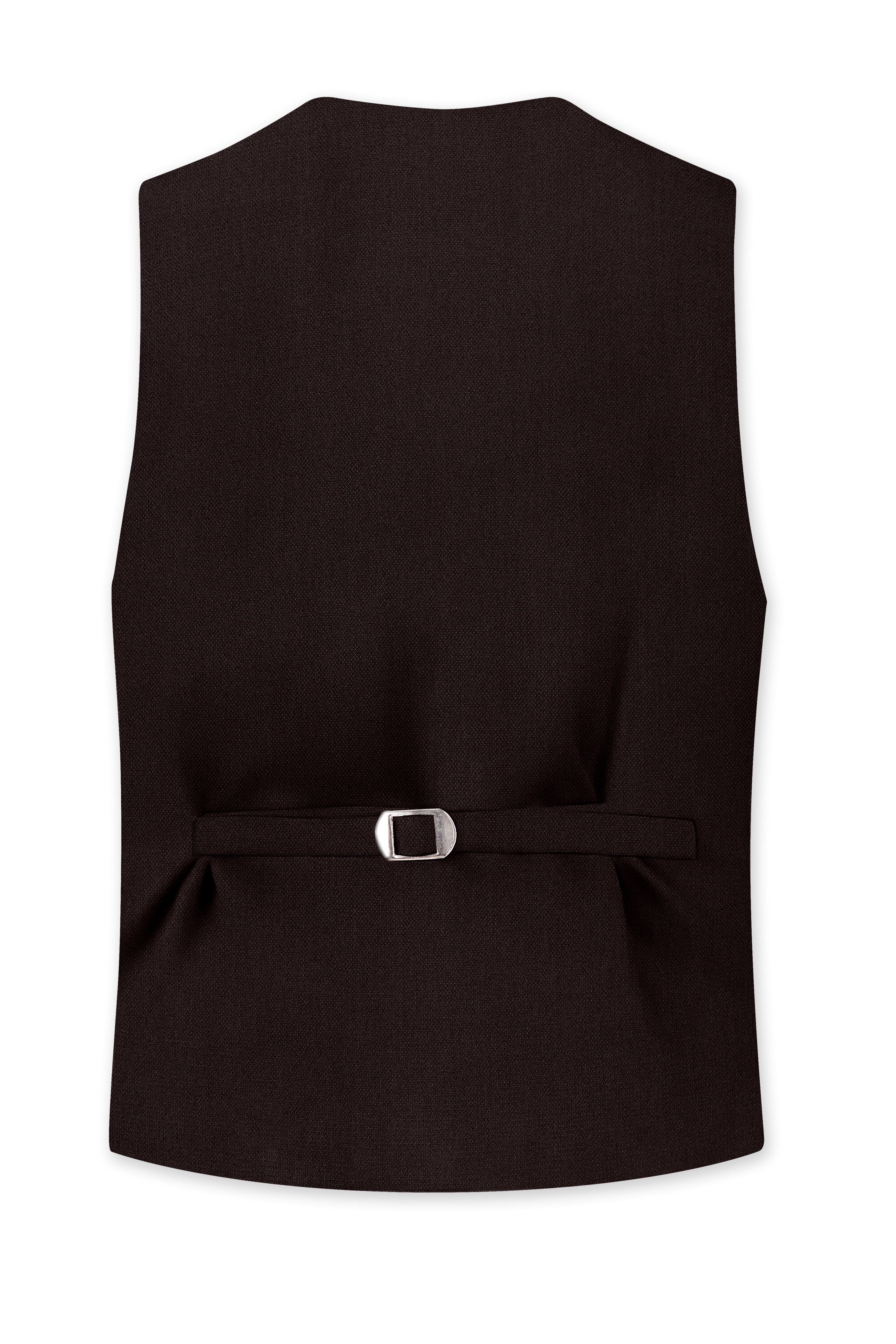 Hampton-Gondola Brown Diamond Textured Wool Rich Slight Stretch Waistcoat