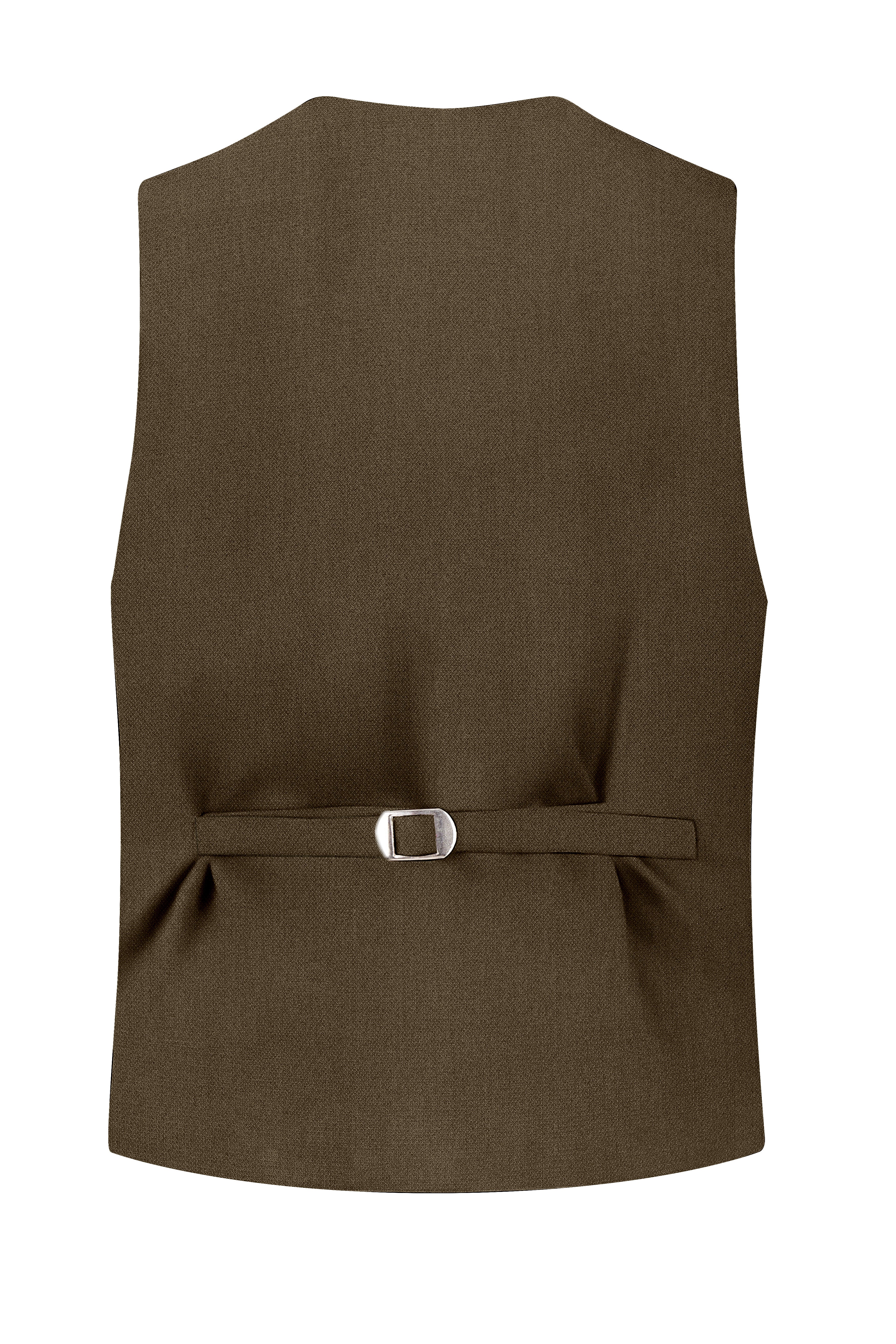 Vireo-Taupe Brown Diamond Textured Wool Rich Slight Stretch Waistcoat