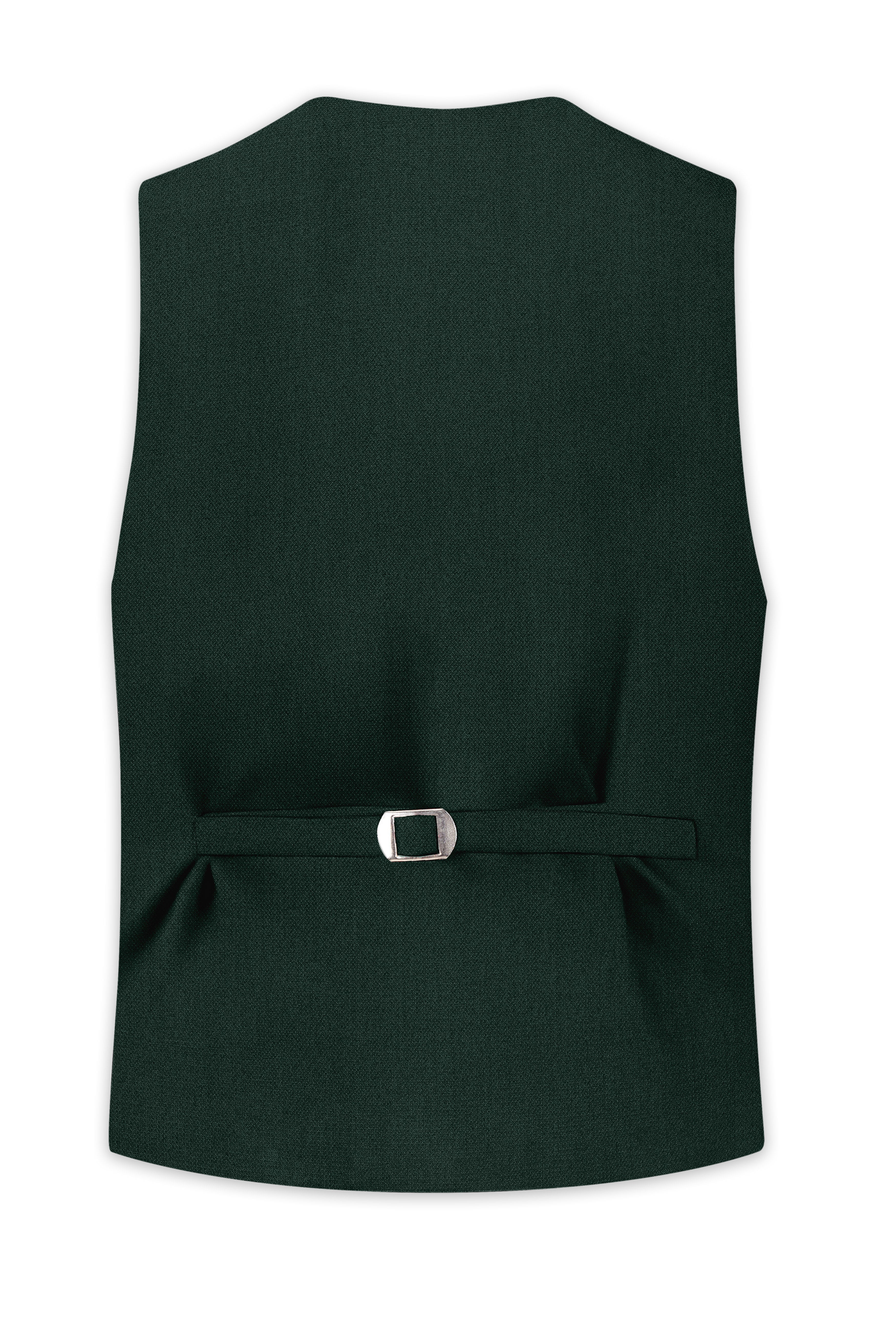 Noble-Phthalo Green Diamond Textured Wool Rich Slight Stretch Waistcoat