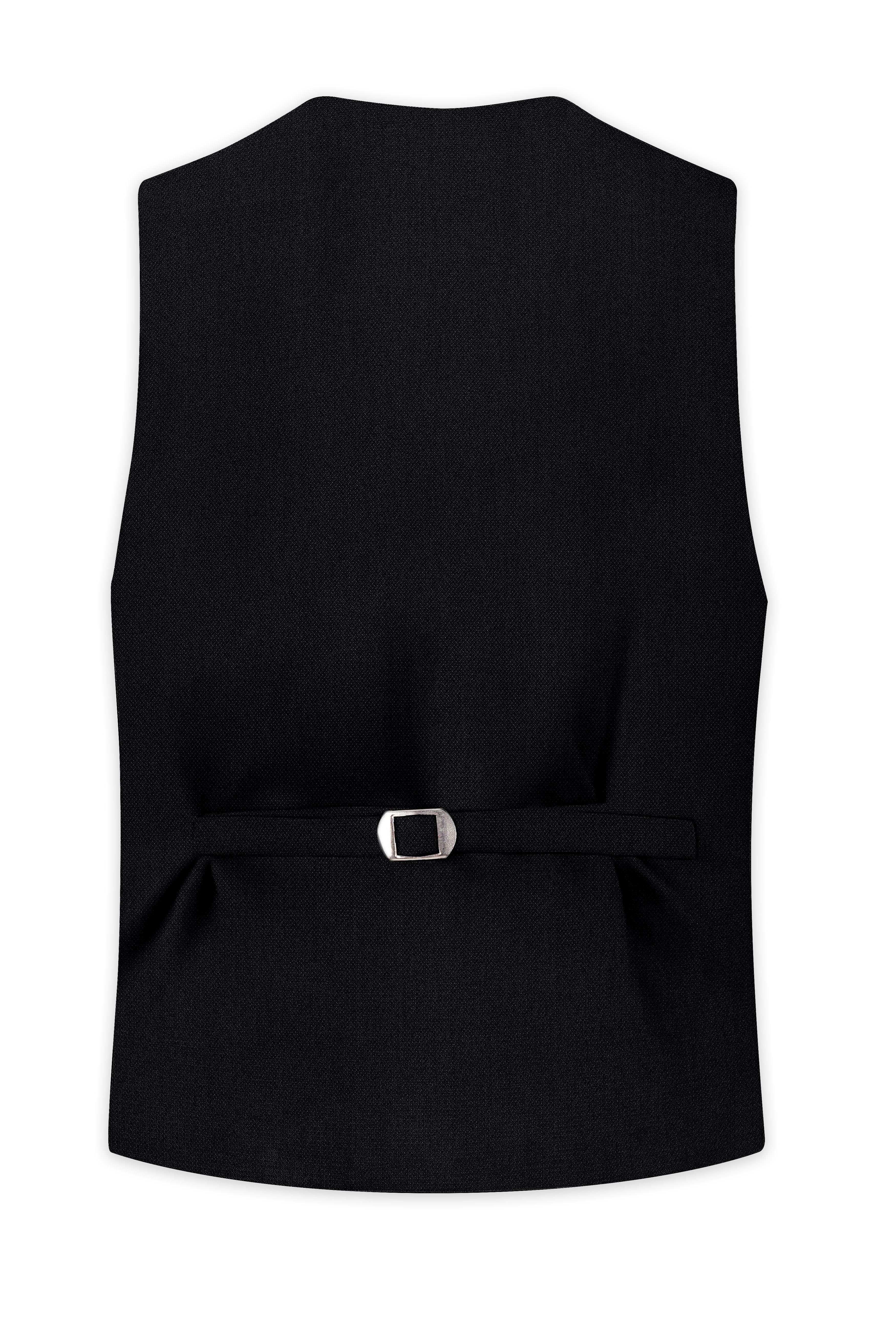 Regal-Jade Black Diamond Textured Wool Rich Slight Stretch Waistcoat