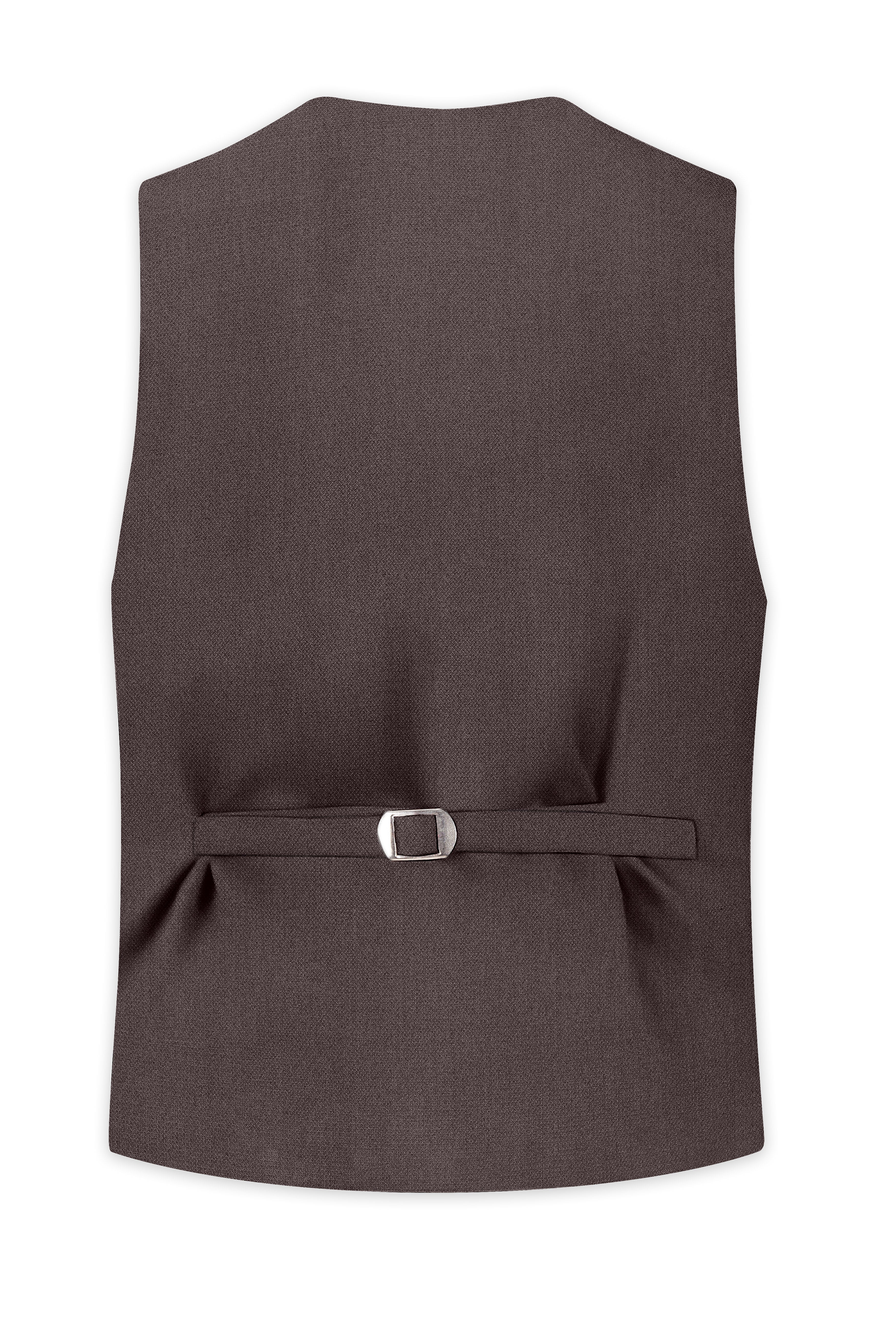 Estate-Fuscous Brown Diamond Textured Wool Rich Slight Stretch Waistcoat