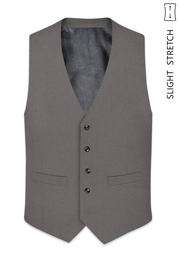 Sterling-Ironside Gray Diamond Textured Wool Rich Slight Stretch Waistcoat